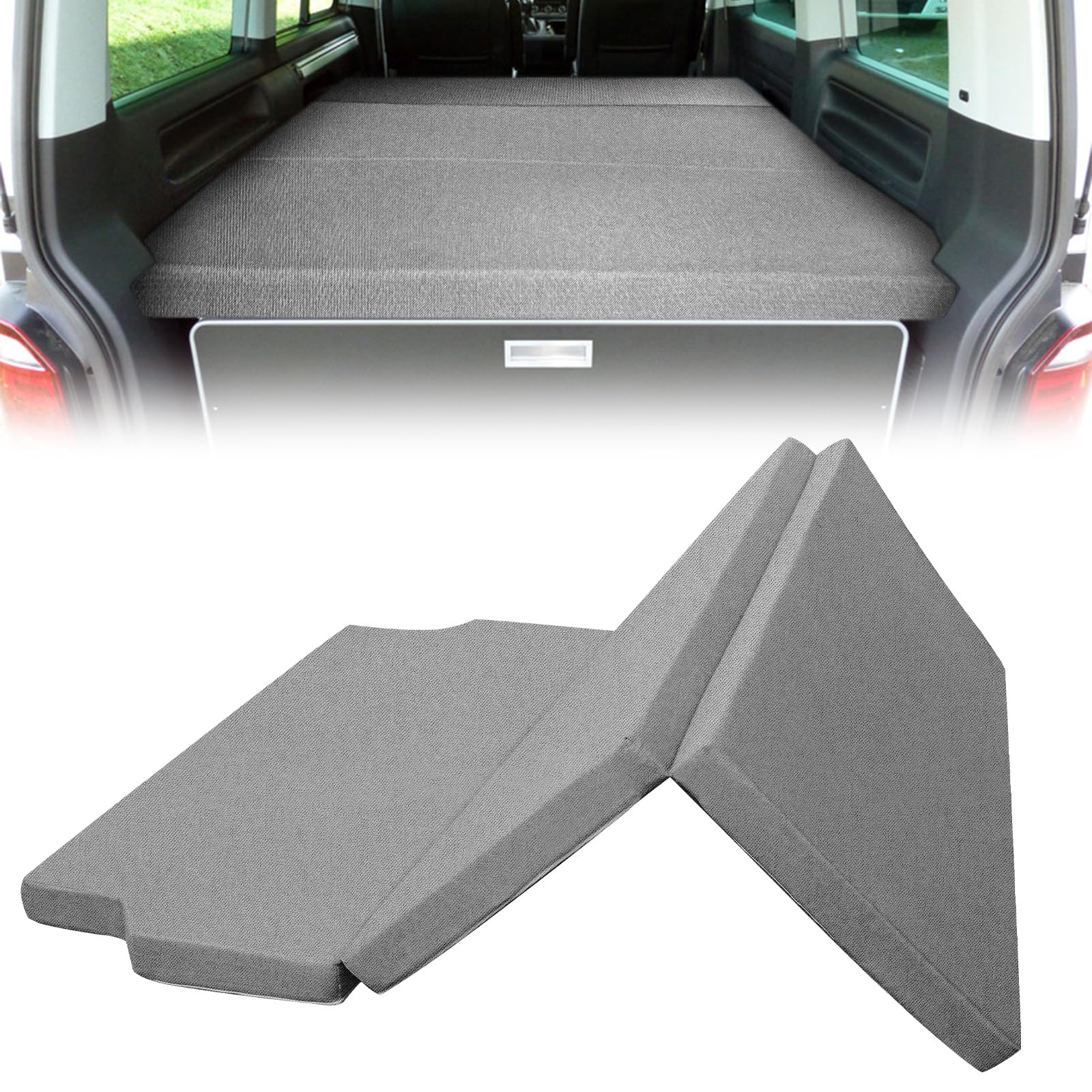 Colchón para VW T4 T5 T6 T6.1 Multivan California Beach Caravelle Transporter, gris Colchón plegable desplegable 185x148x8cm