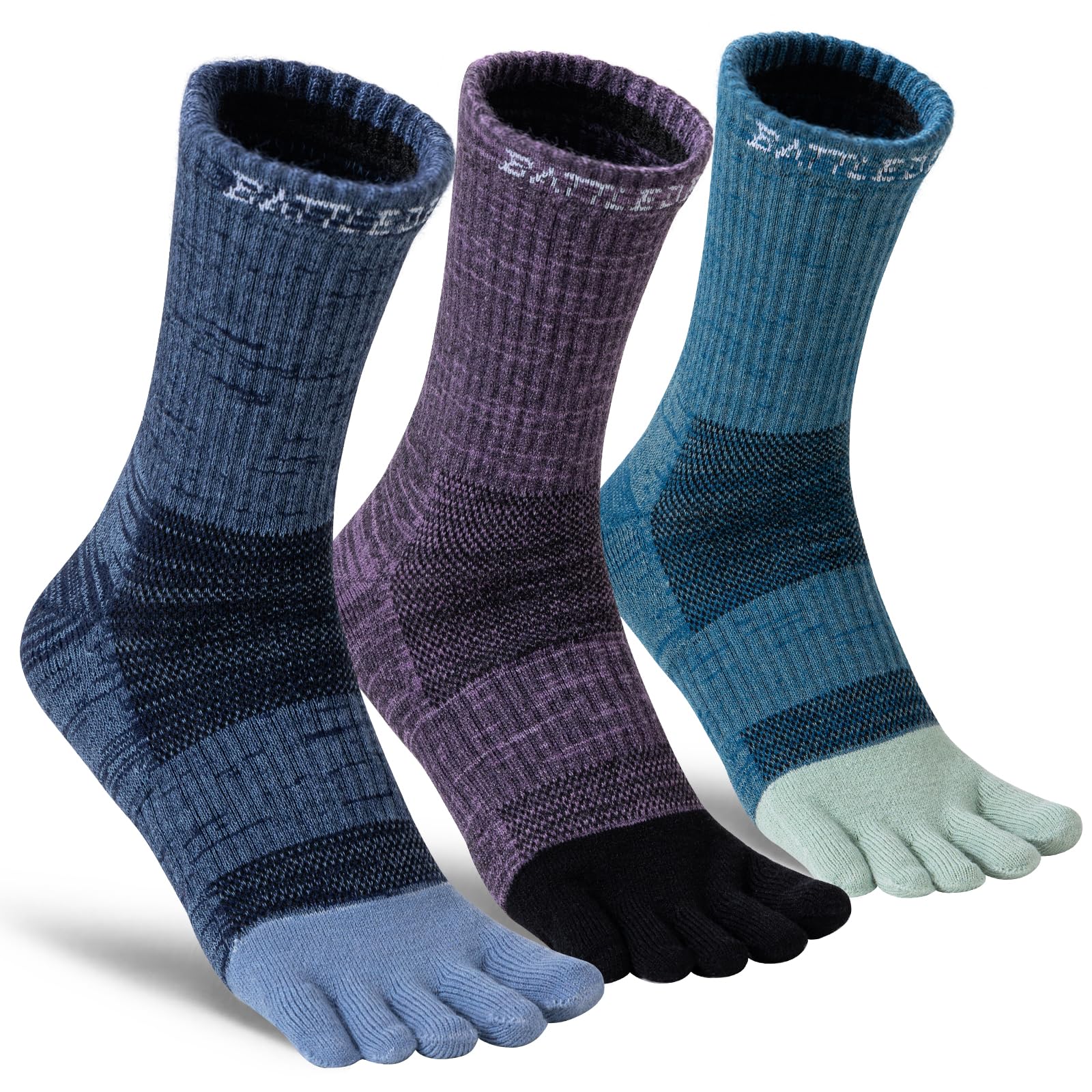 Merino Wool Toe Socks,Hiking Running Crew Socks for Women Men