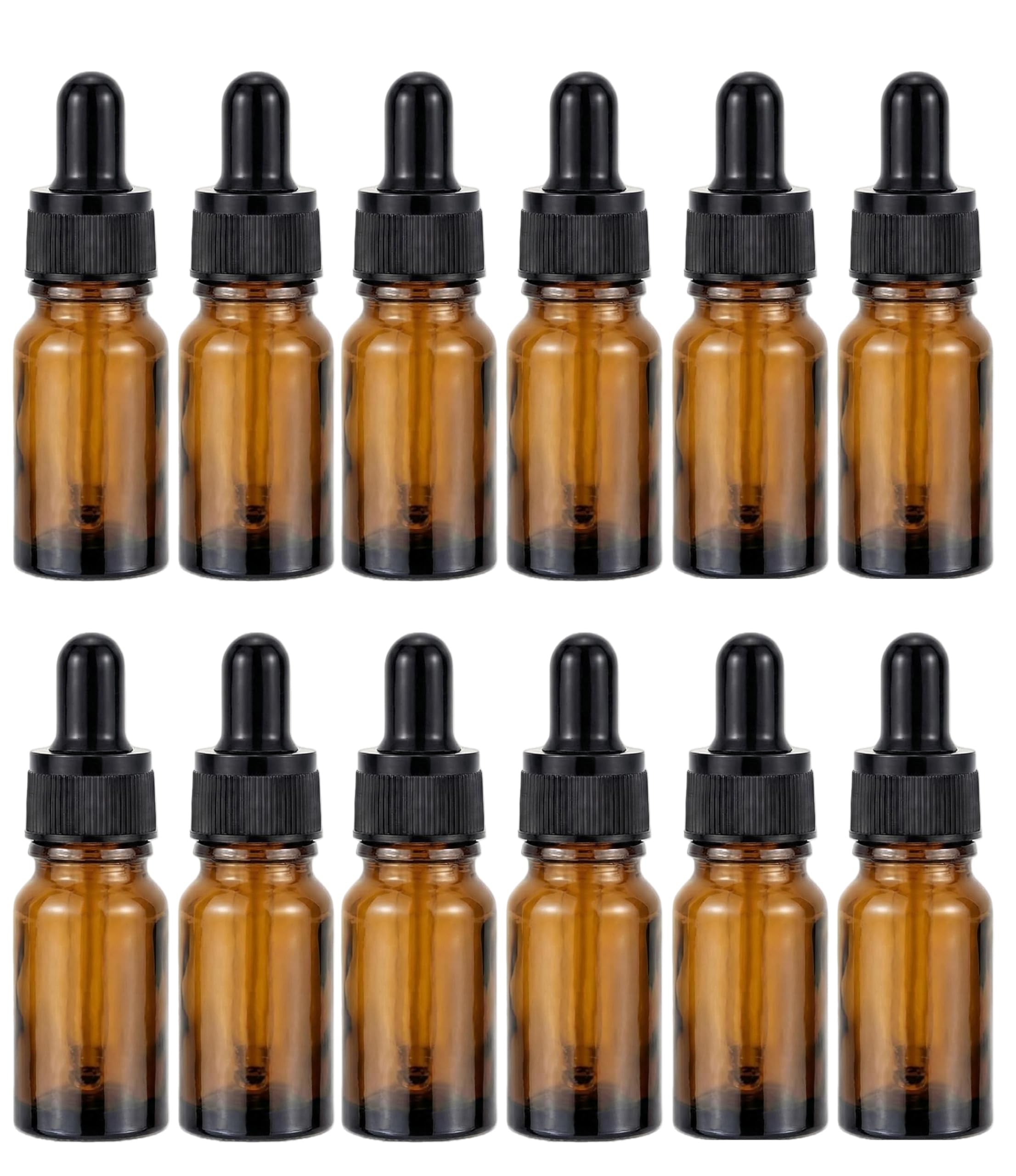 QUUPY 12 Pcs 10ml Brown Dropper Bottle,Sample Empty Glass Bottles,for store Essential Oils,Aromatherapy, Perfume