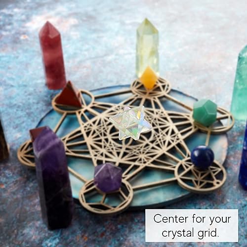 Miniatura 40 de Amazing Gemstone Larvikite Merkaba Crystal – Estrella de Merkaba metafísica de 1 pulgada para meditación – Cristal tetraedro energético y piedras