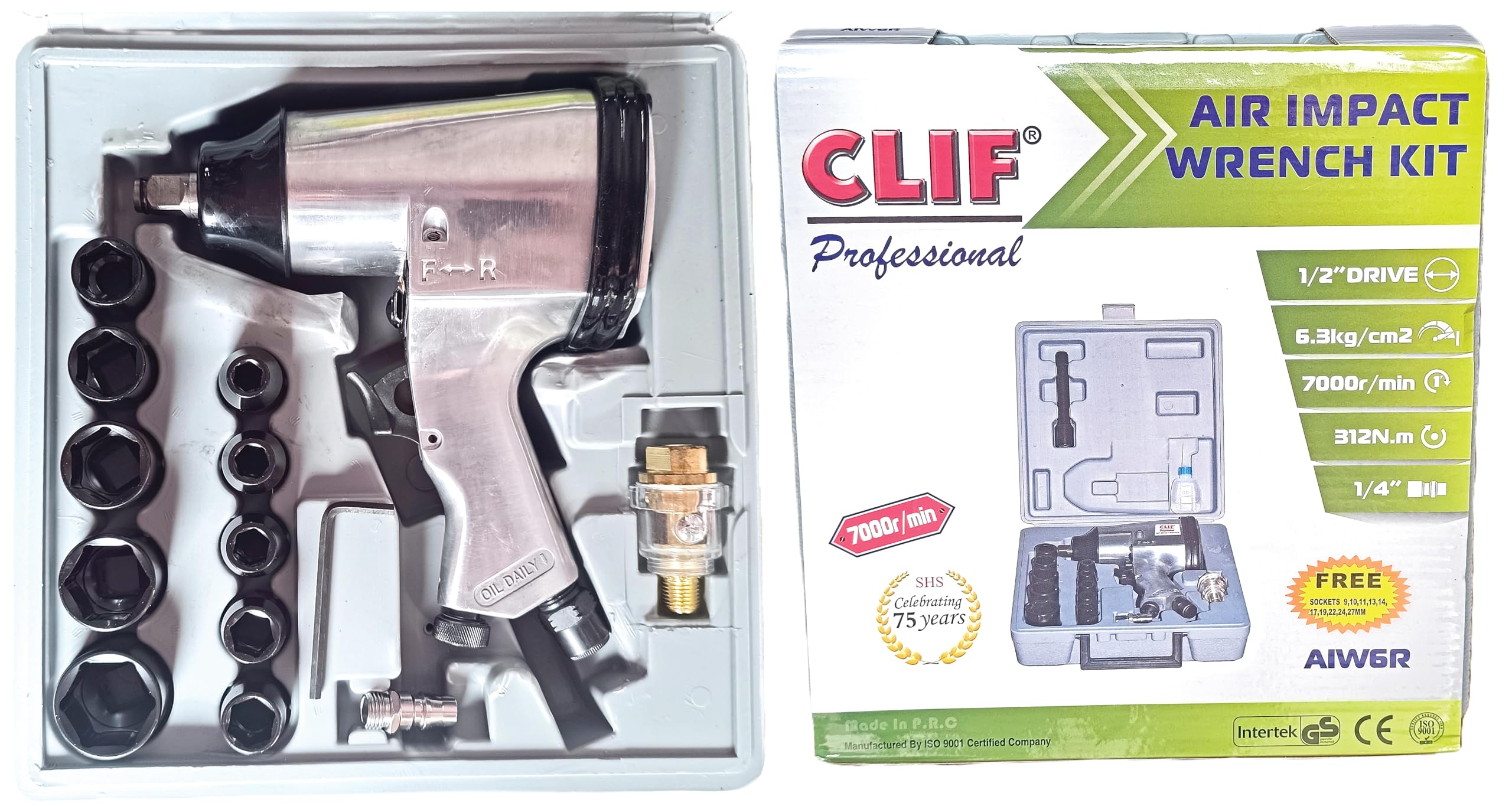 Air Impact Wrench Kit 1/2" CLIF make 312Nm, 7000 rpm Impact Gun Pneumatic GS & CE Certified ISO 9001 (B0DCSRZM7V) Amazon Price History, Amazon Price Tracker