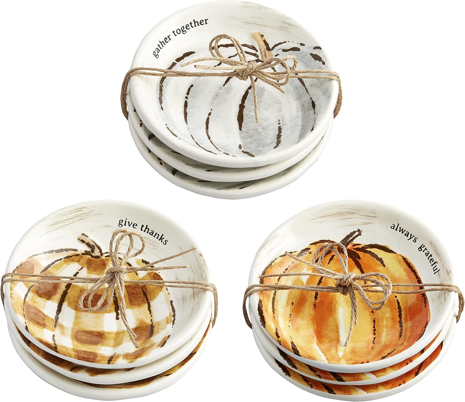 Mud Pie Harvest Dipping Dish Set, Buffalo Check, 4" Dia