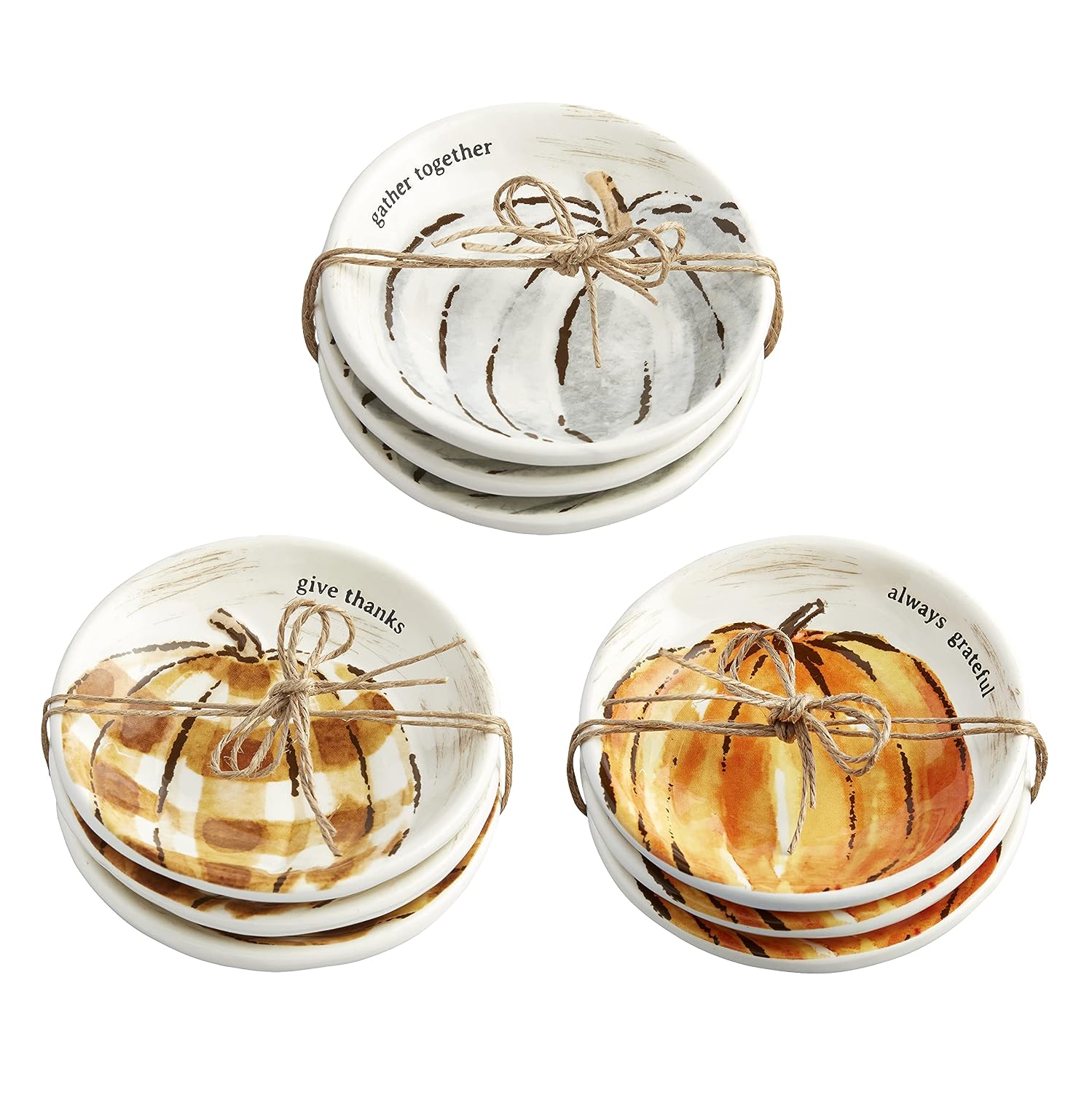 Mud Pie Harvest Dipping Dish Set, Gray Pumpkin, 4" Dia