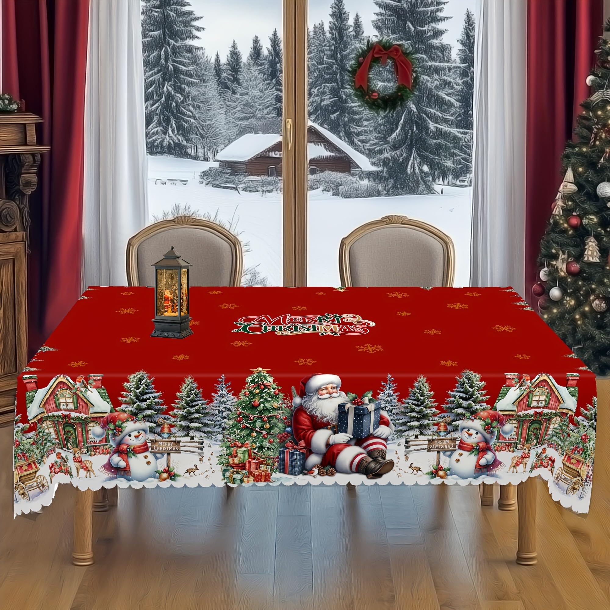 Mantel Navideño Manteles de Navidad y Año Nuevo con Estampado de árbol de Papá Noel, 4 tamaños Disponibles for decoración navideña(140cmX180cm)