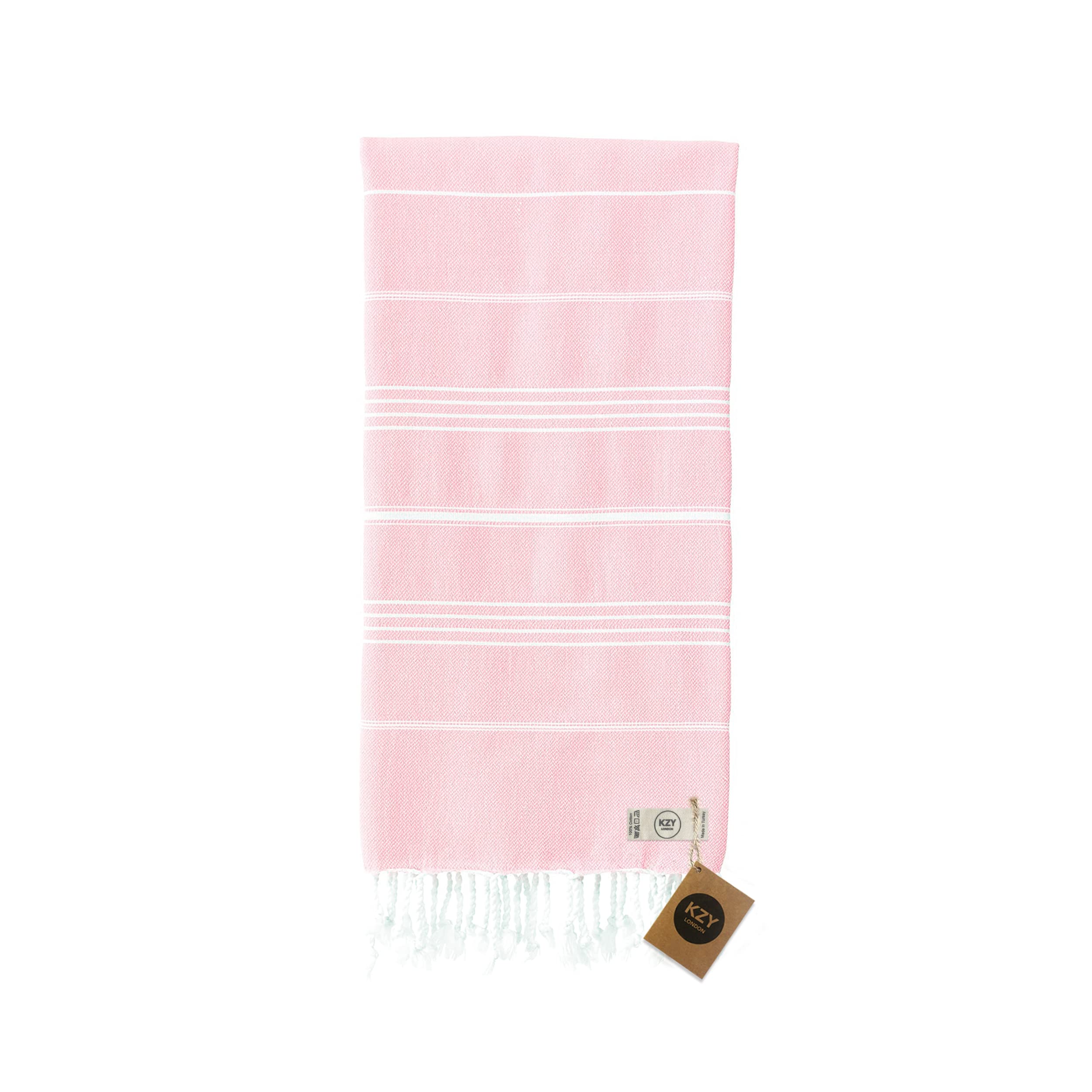 2er Set Großes Türkisches Pestemal Strandtuch Das Traditionéll Hamamtuch Badetuch Saunatuch Duschtuch Spa Sport Yoga Reisen 100% Baumwolle XXL Vorgewaschen 100 x 180 cm (Hellrosa)