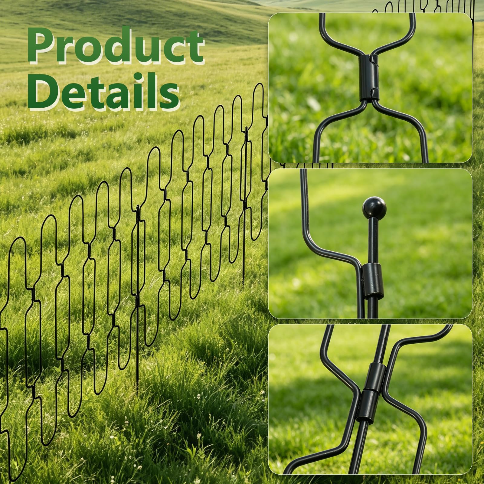 Valla de Jardín Plegable para Exterior, Paneles de Metal para Bordes de Macizos, Barrera Decorativa sin Instalación para Animales, Cercado para Jardín, Flor y Patio (40CM(H)×4.6M(L) 10 Panels)