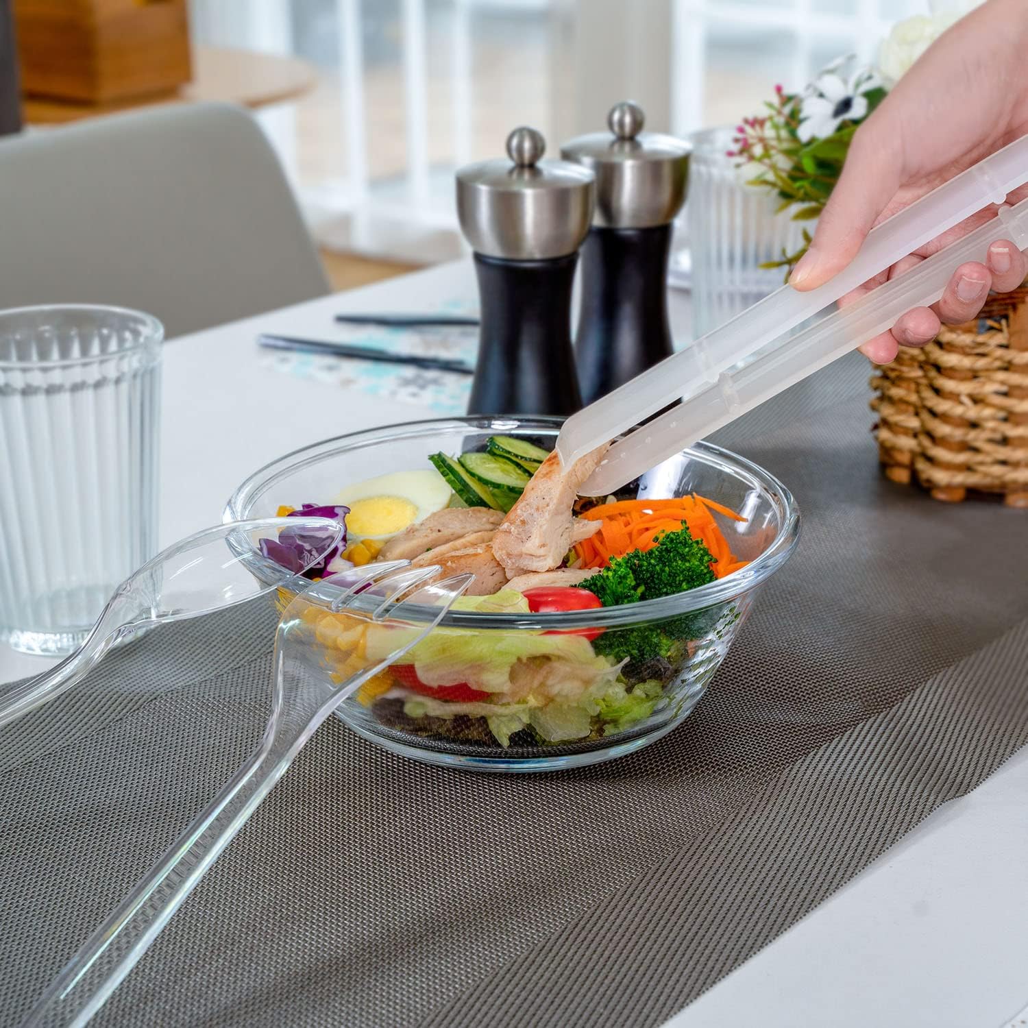 Plastic Serving Utensils, Clear Disposable Utensils, 6 Serving Tongs,