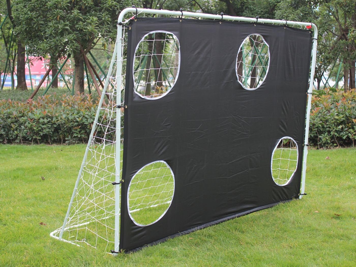 IUNNDS 3-In-1 7Ft Steel Frame Portable Football Goals Outdoors Garden with Football Net