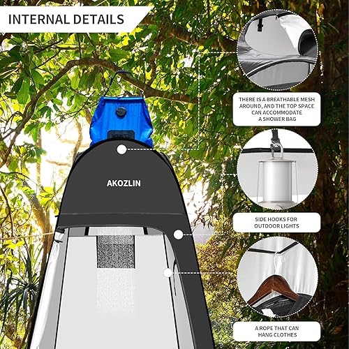 Miniatura 3 de AKOZLIN Tienda de ducha desplegable portátil para privacidad instantánea, cambiador de ropa, ducha al aire libre, tienda de campaña para el inodoro