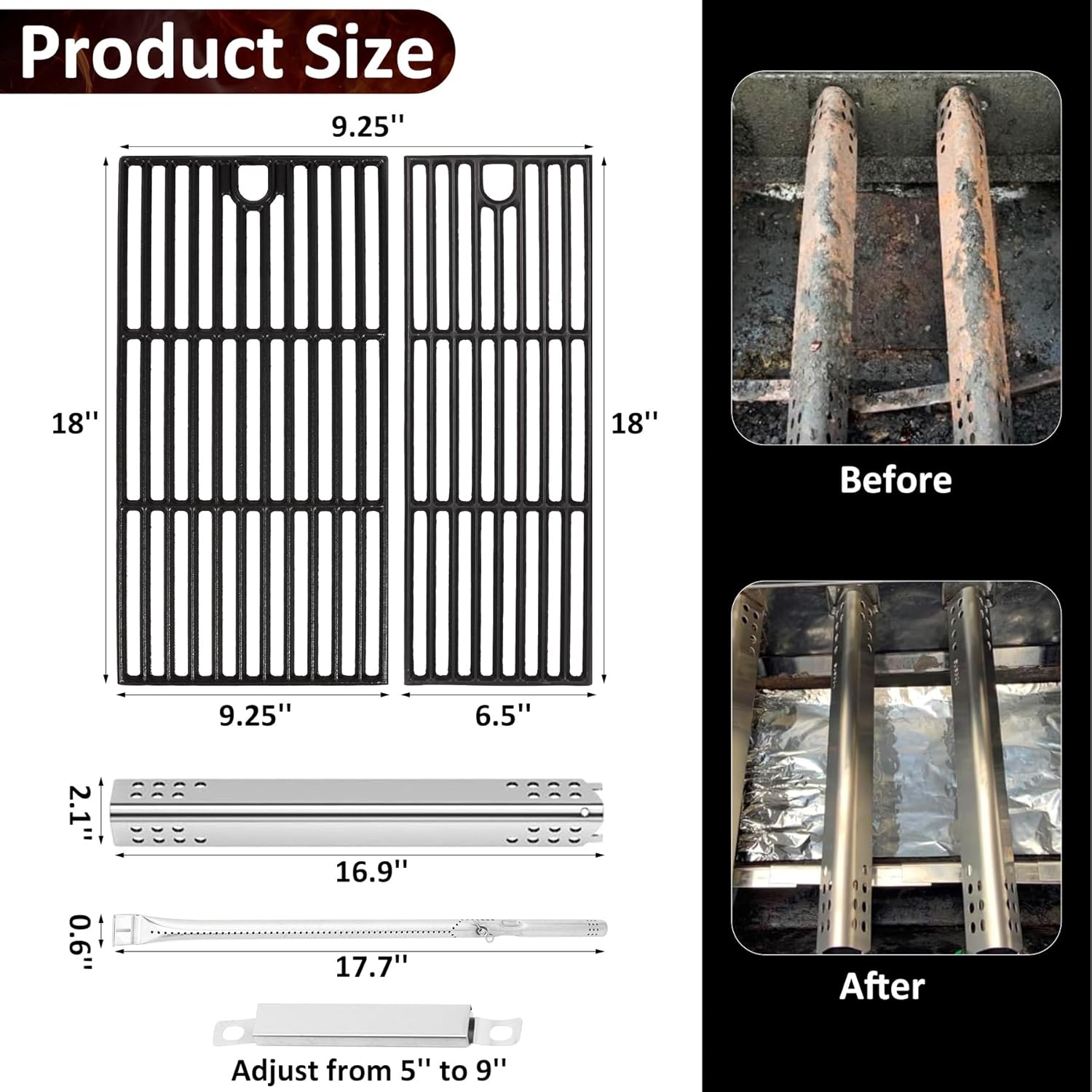 KEESHA Grill Kit for Charbroil 2-Burner 463625217, 463625219, 463673017, 463673019, 463673517, 463673519, Replacement Parts for Charbroil G321-0006-W1, G470-0002/0003/0004-W1 and G470-5200-W