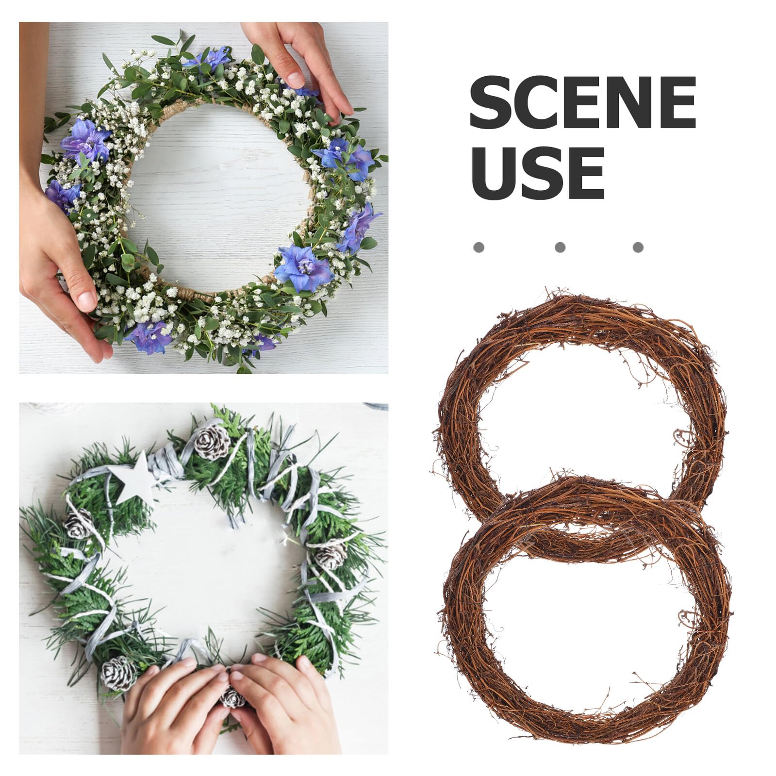 6 Stück Rattan Kranzrohlinge Natürlich Rattan Dekoringe für DIY Weihnachtskranz Türkranz Hochzeit Deko Innen Außen Vielseitig Kreativ Gestaltbar Langlebig