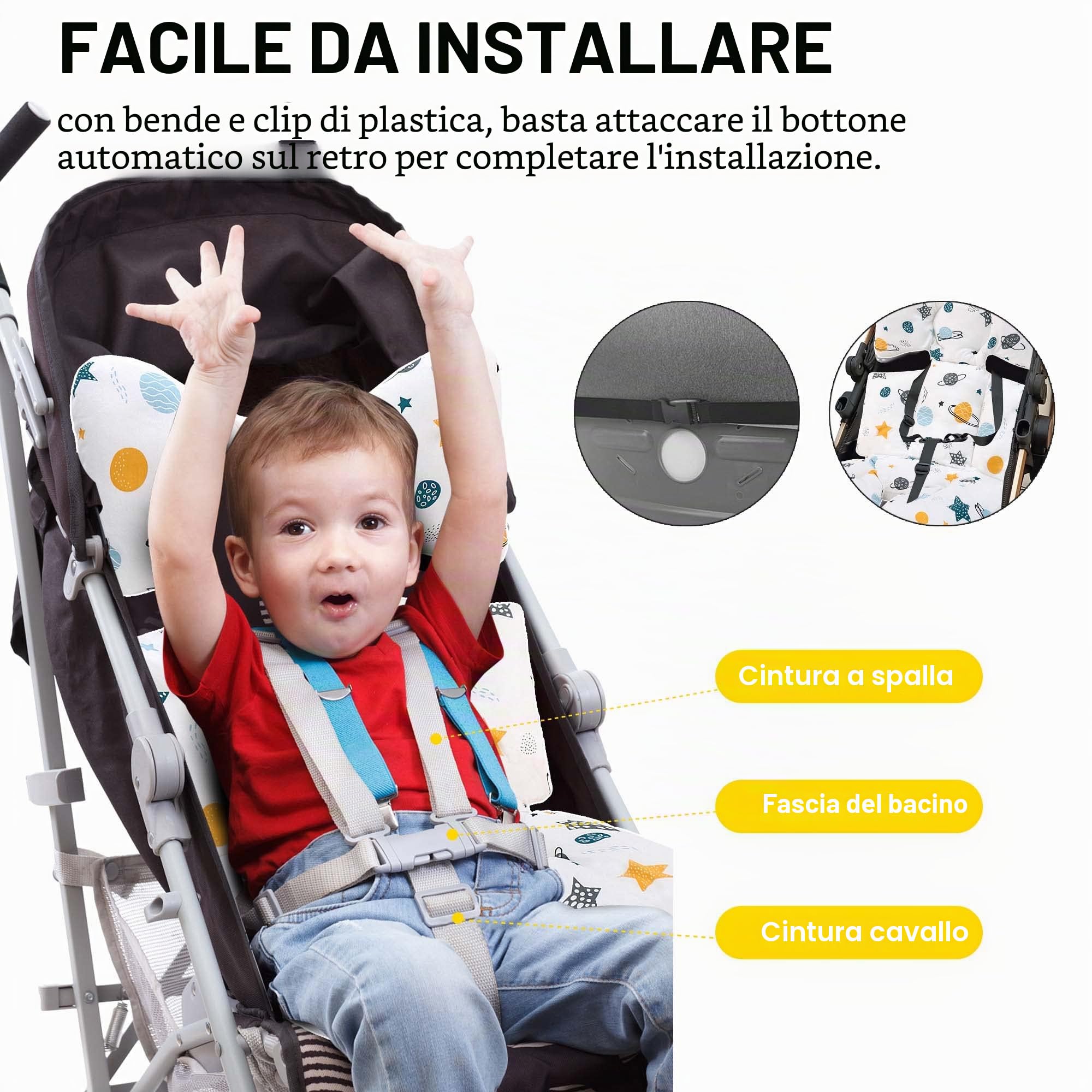 Copriseduta Passeggino Universale Miracle Baby Double-Face 4 Stagioni 38x70 cm Imbottita Traspirante