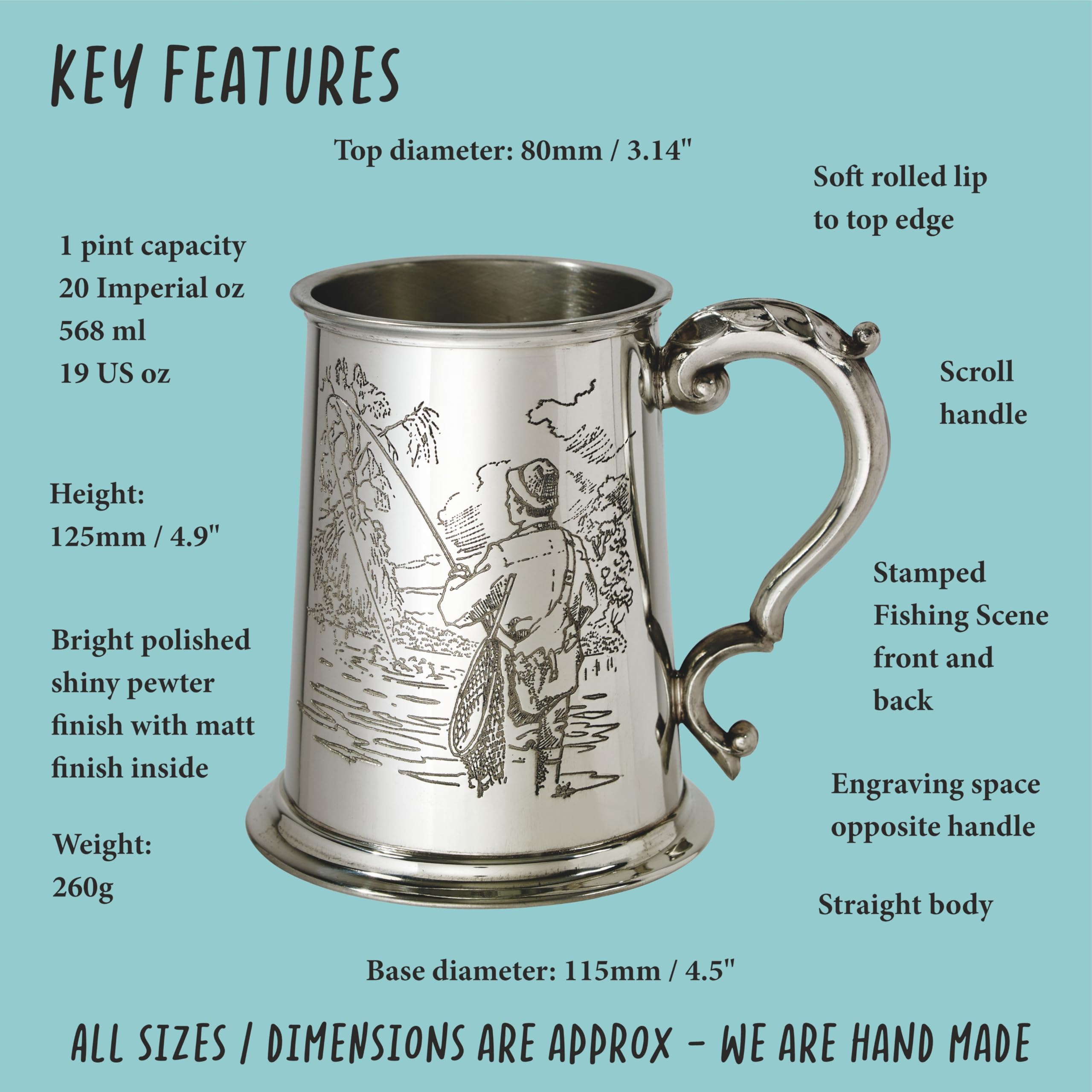 Wentworth Pewter - Scena wędkarska 1-litrowy zbiornik cyny
