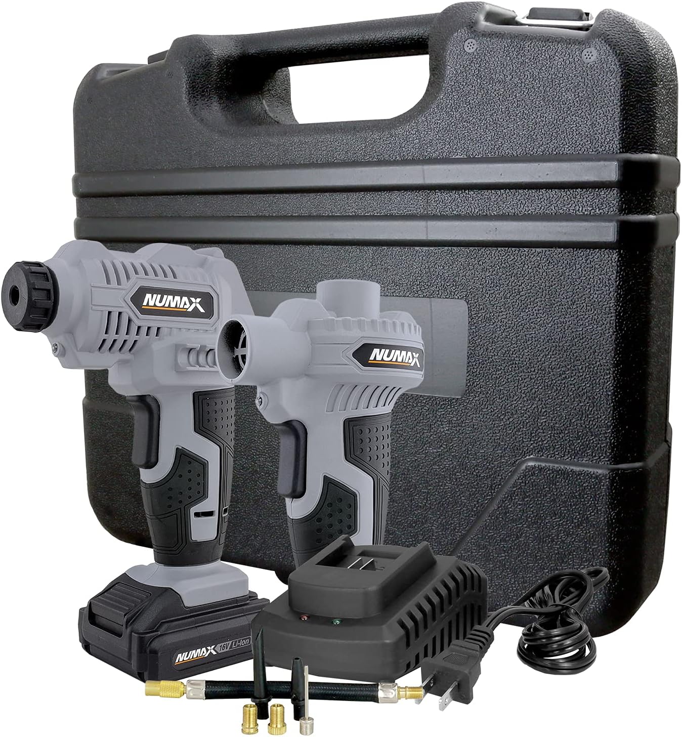 NuMax SH16VIPK 16V Cordless Tire Inflator and Air Pump Kit with Accessories, Charger, and Case