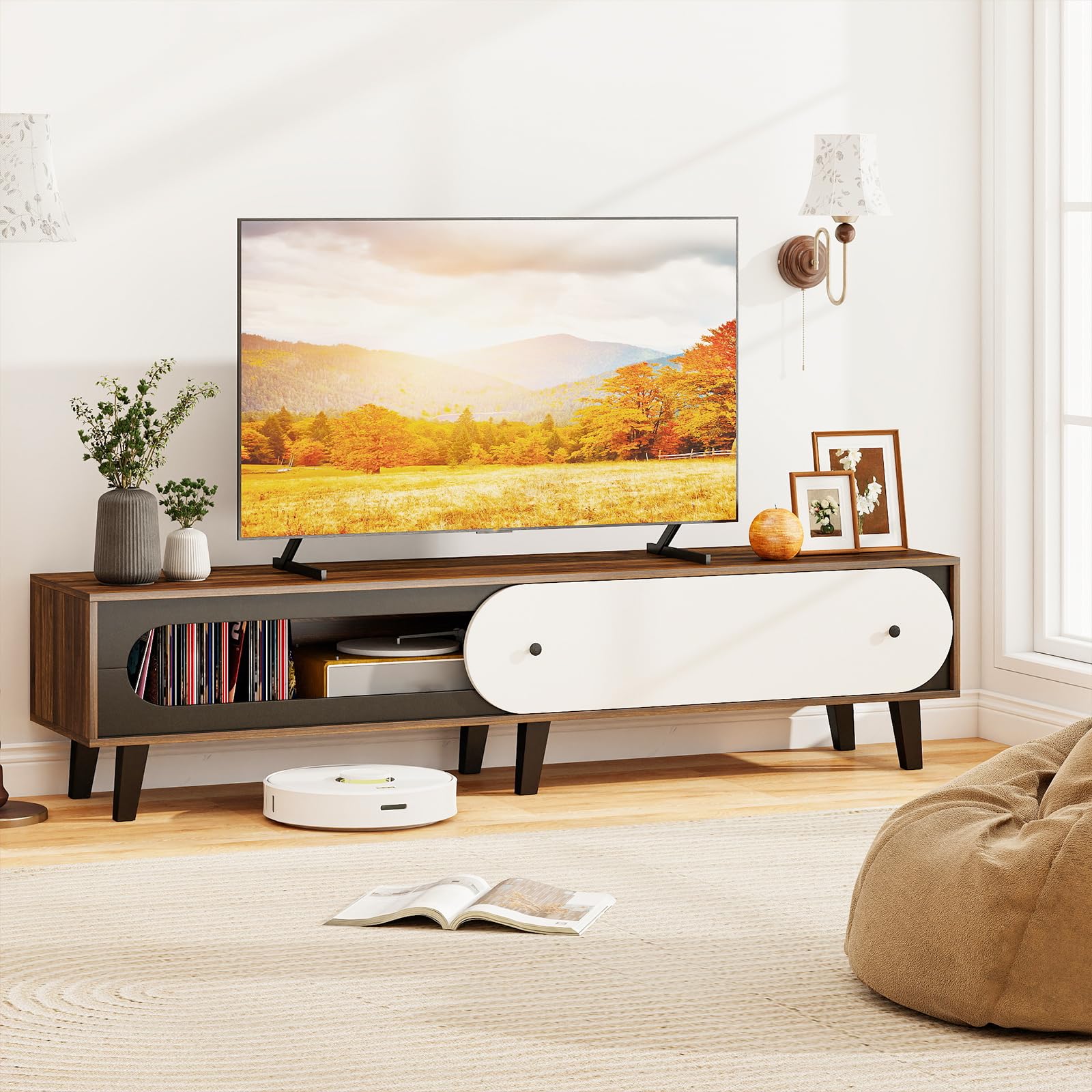 unico DIX TVボード W1800 Amazon.com: Giantex TV Stand for 75/80 Inch TV, Mid Century Modern