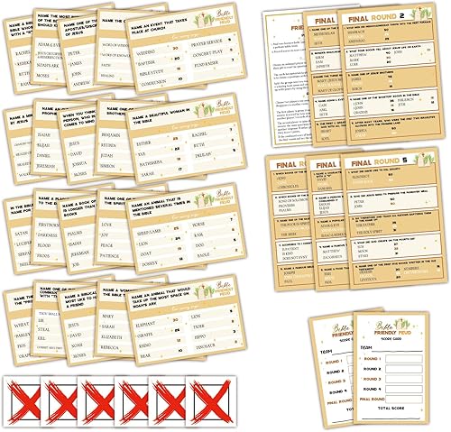 Juego de feudos bíblicos cristianos, juego familiar de la Biblia, noche de juegos de iglesia, preguntas de feud familiar de la Biblia, trivia
