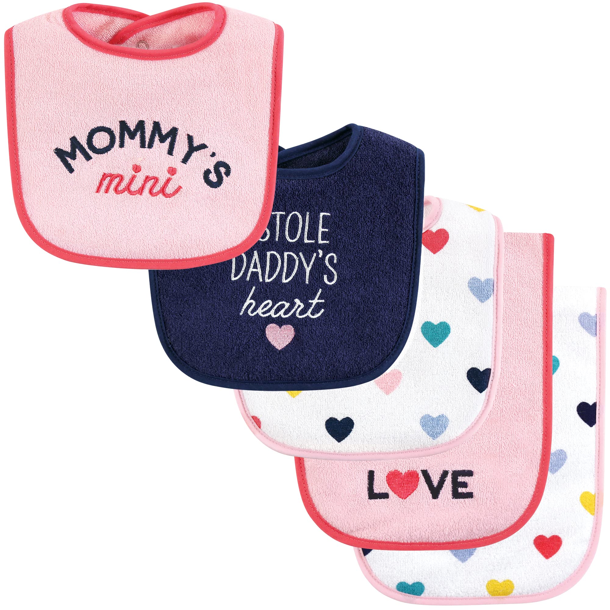 Hudson Baby Uni Baby Baumwolle Frottee Lätzchen und Spucktuch Set, Bold Mom Dad, One Size