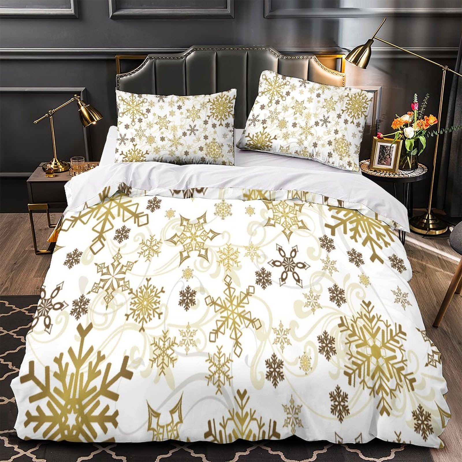 Parure de lit léopard des neiges pour une ambiance de chambre sauvage 3D