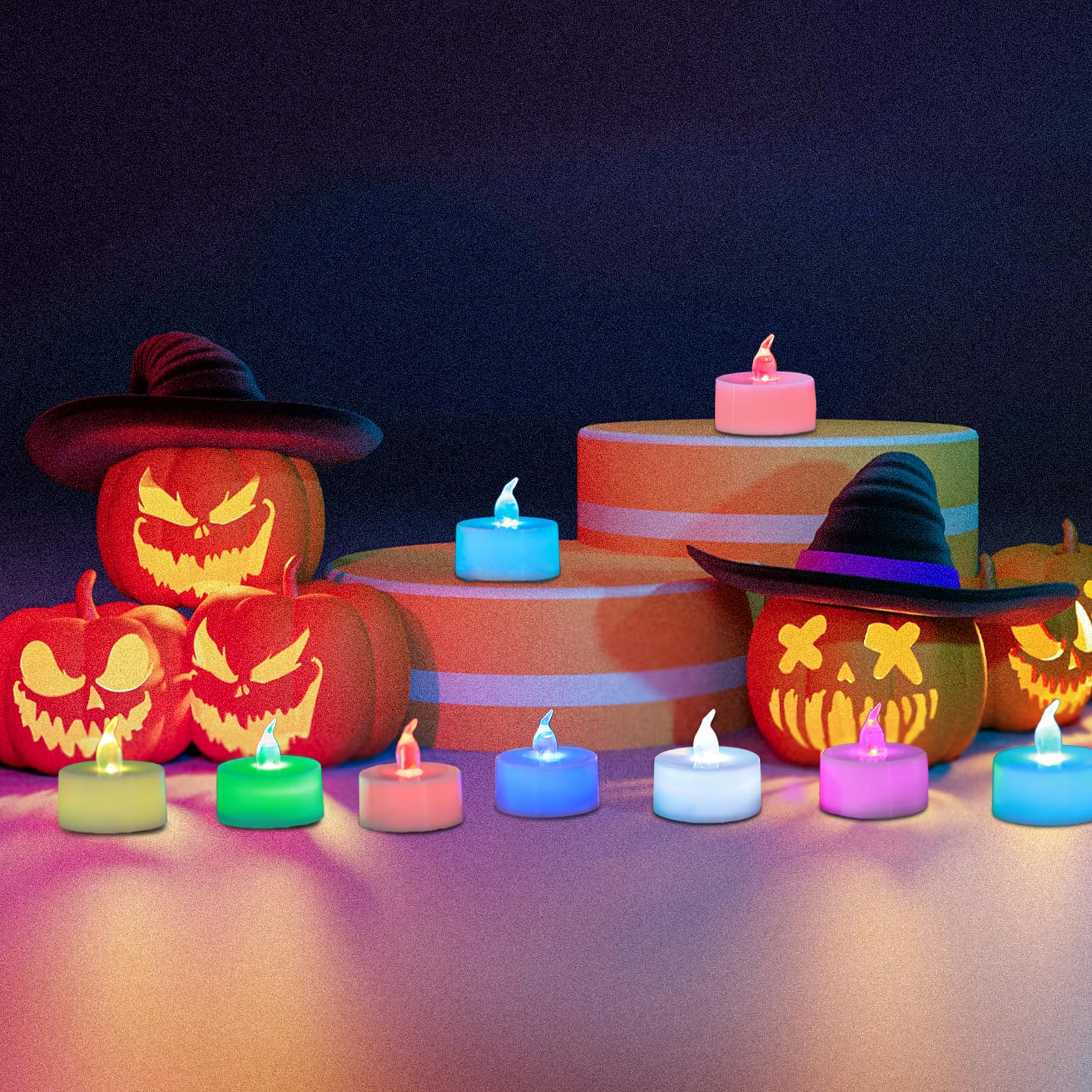 LANKER Flameless Candles with 6H Timer, 7 Color Changing LED Tea Lights, Romantic Long Lasting Battery Operated Fake Candles for Party, Halloween and Christmas, Set of 24 (Color Changing) 4