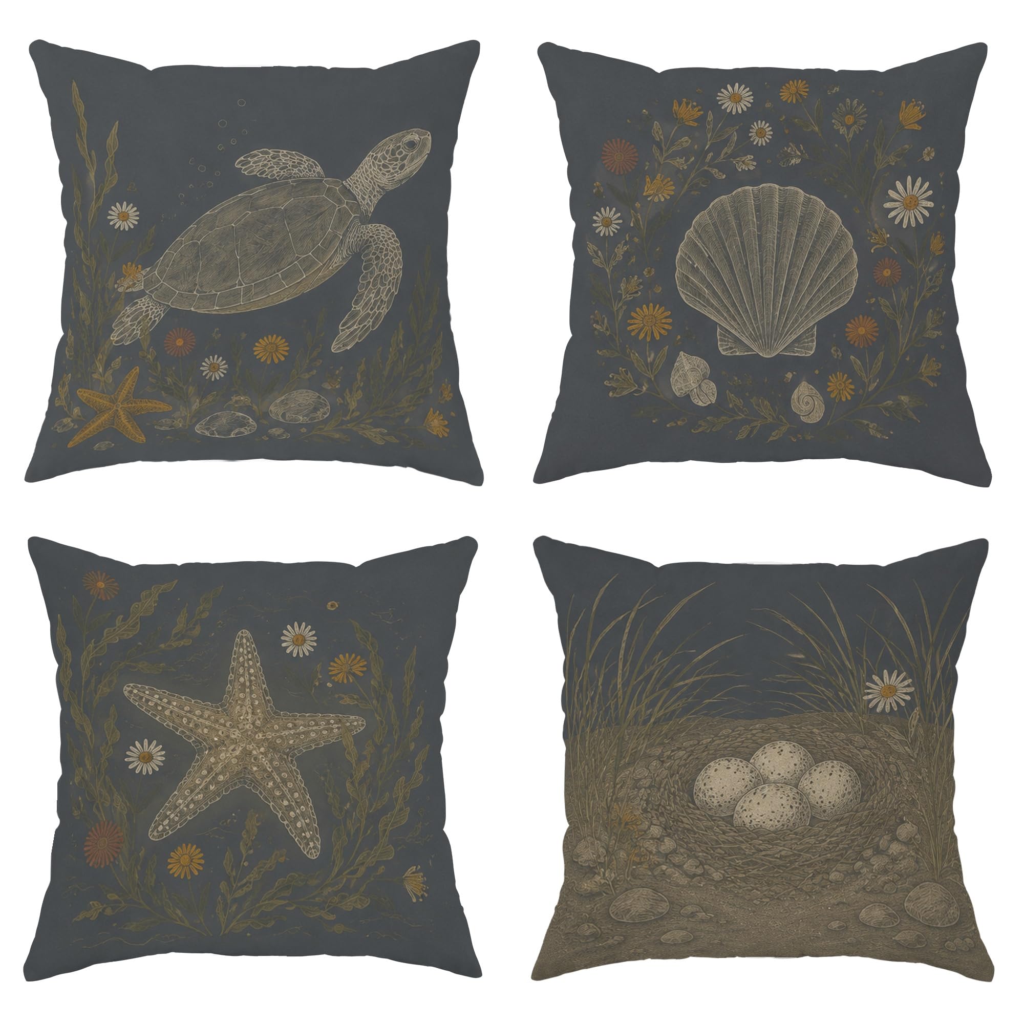 Housse de coussin pour canapé salon et chambre lot de 4 en velours bleu océan