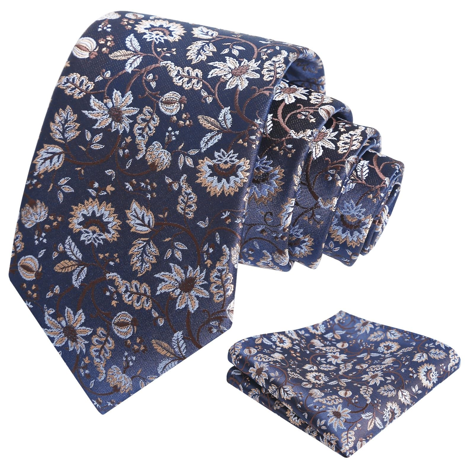 Alizeal Mens 3.15inches Leaf Flower Pattern Tie Set