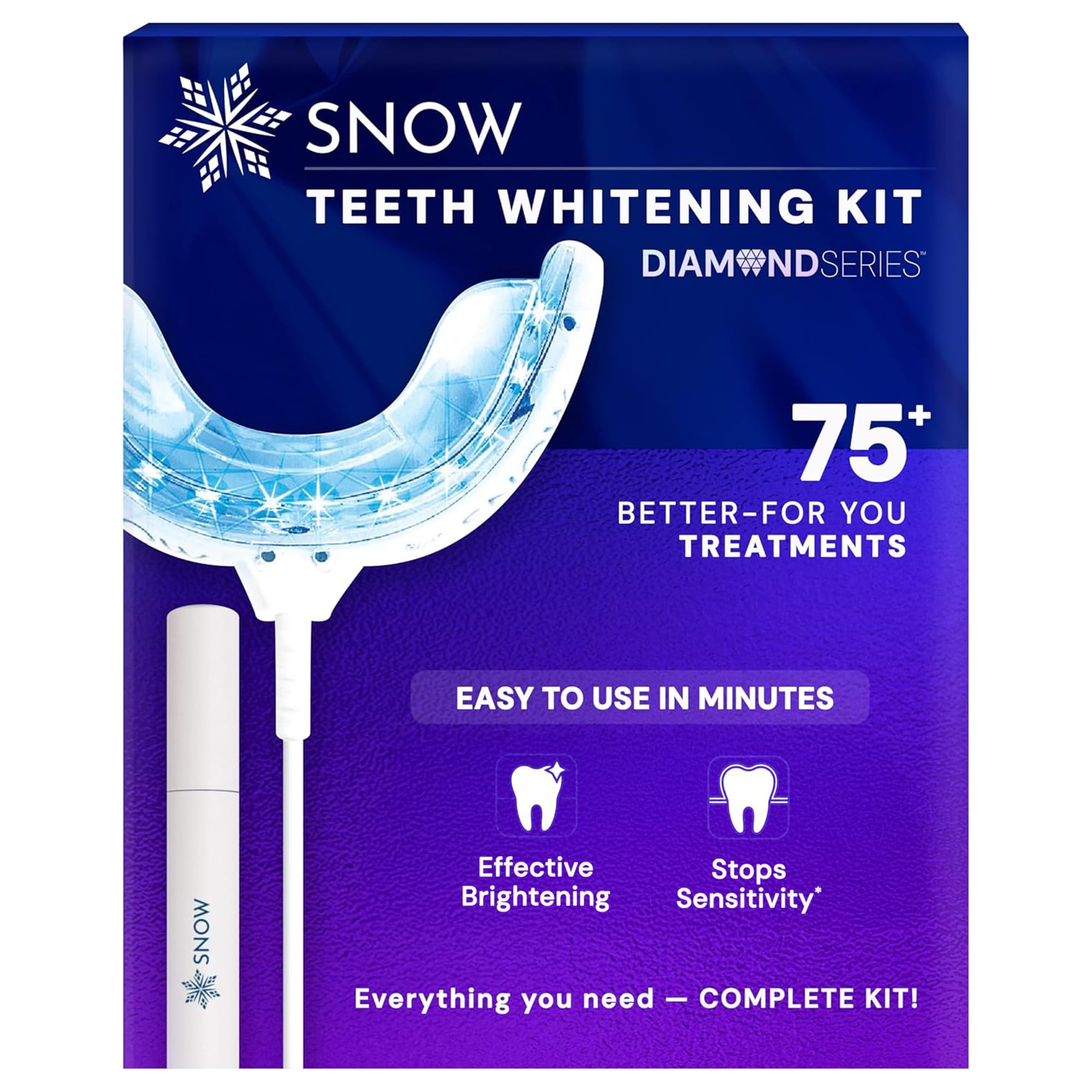 Snow Teeth Whitening Kit - Snow Teeth Whitening Serum and LED Mouthpiece Whitener, Formulated with Hydroxyapatite, Good for 2 Months - Wired Kit with 1 Wand