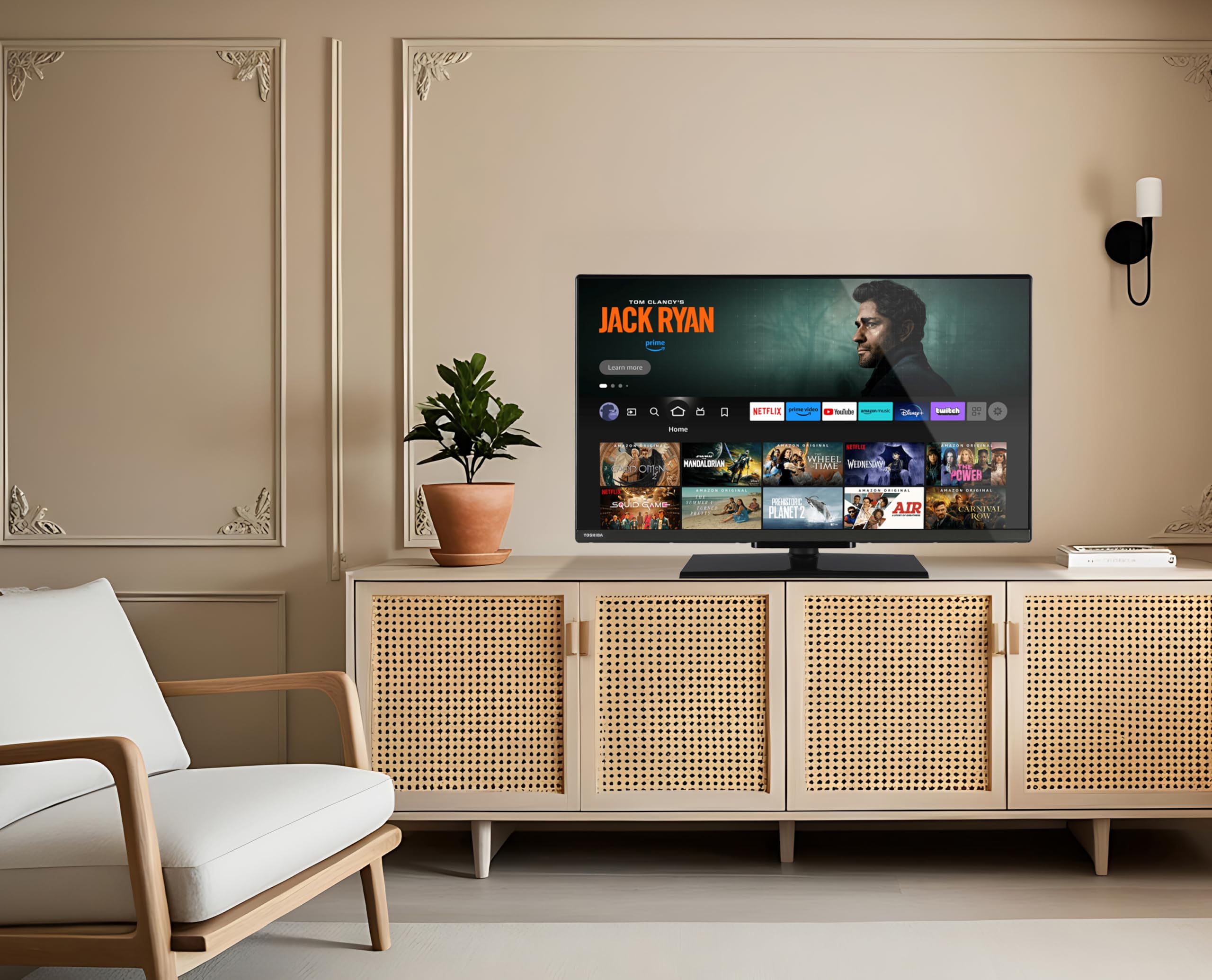Toshiba Smart Fire TV 24" HD Ready 24WF3F63DAR 24" avec Alexa intégré, téléviseur LED compatible avec Alexa, DVB-T2, technologie LED, HDR, HDMI 2.1, Dolby Audio