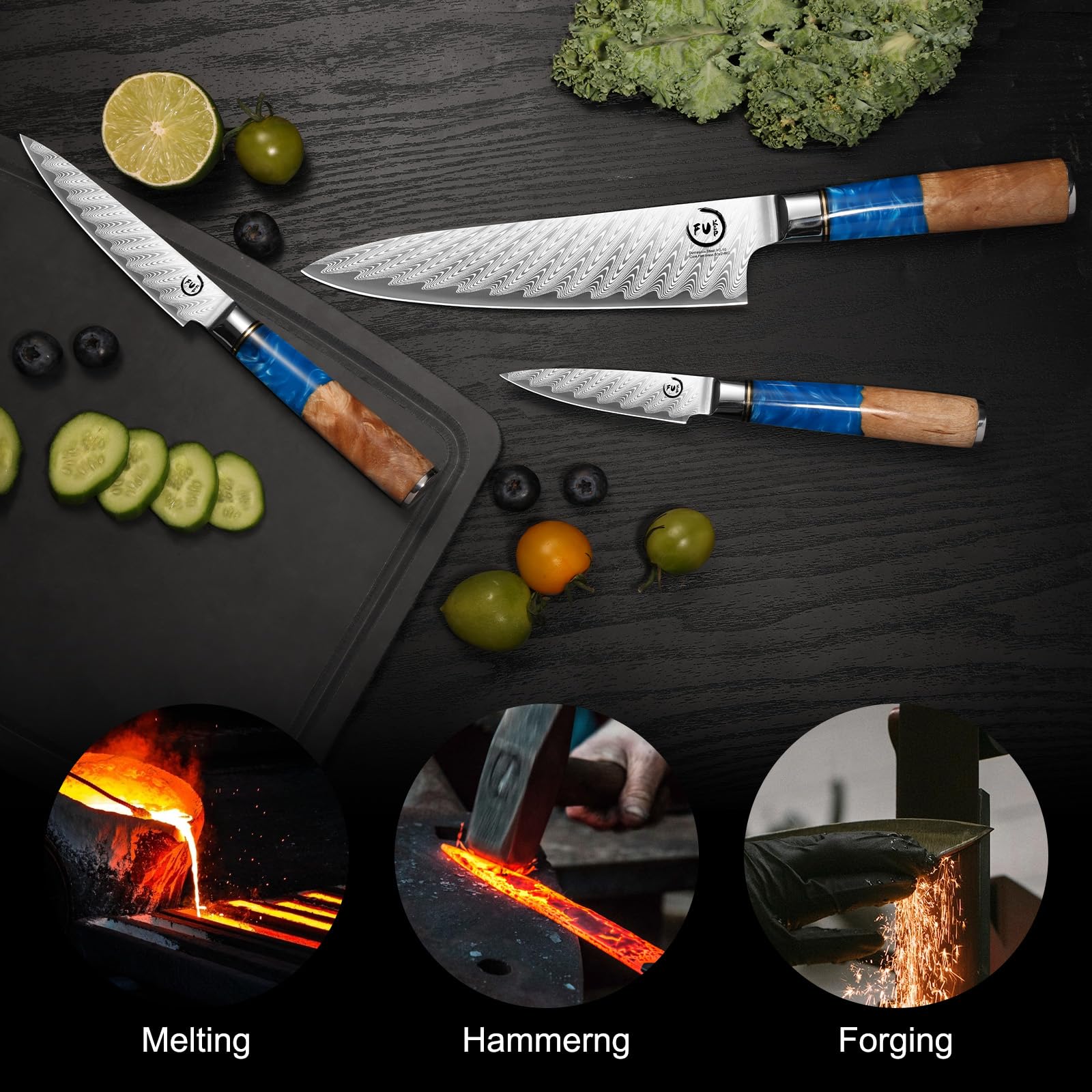 Damascus Chef Knife 8 Inch, Japanese Kitchen Knife with VG10 Steel — Amazon image 5