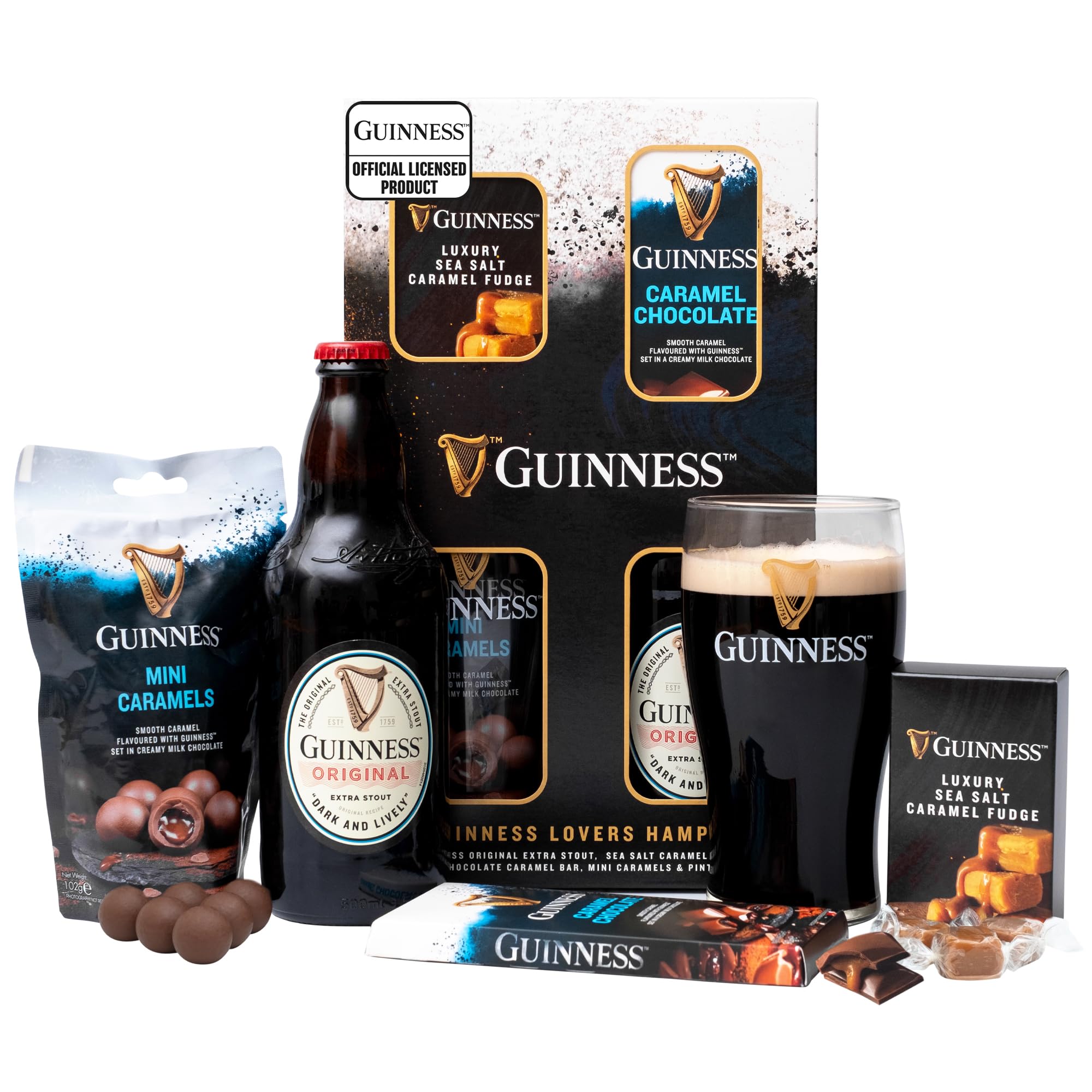 Guinness Gifts for Men, Beer Gift Set - Official Guinness 500ml and Pint Glass, Gourmet Chocolate & Fudge Hampers - Alcohol Gift Sets for Men, Dad Birthday Gifts for Him, Boyfriend, ChristmasGuinness Gifts for Men, Beer Gift Set - Official Gui…