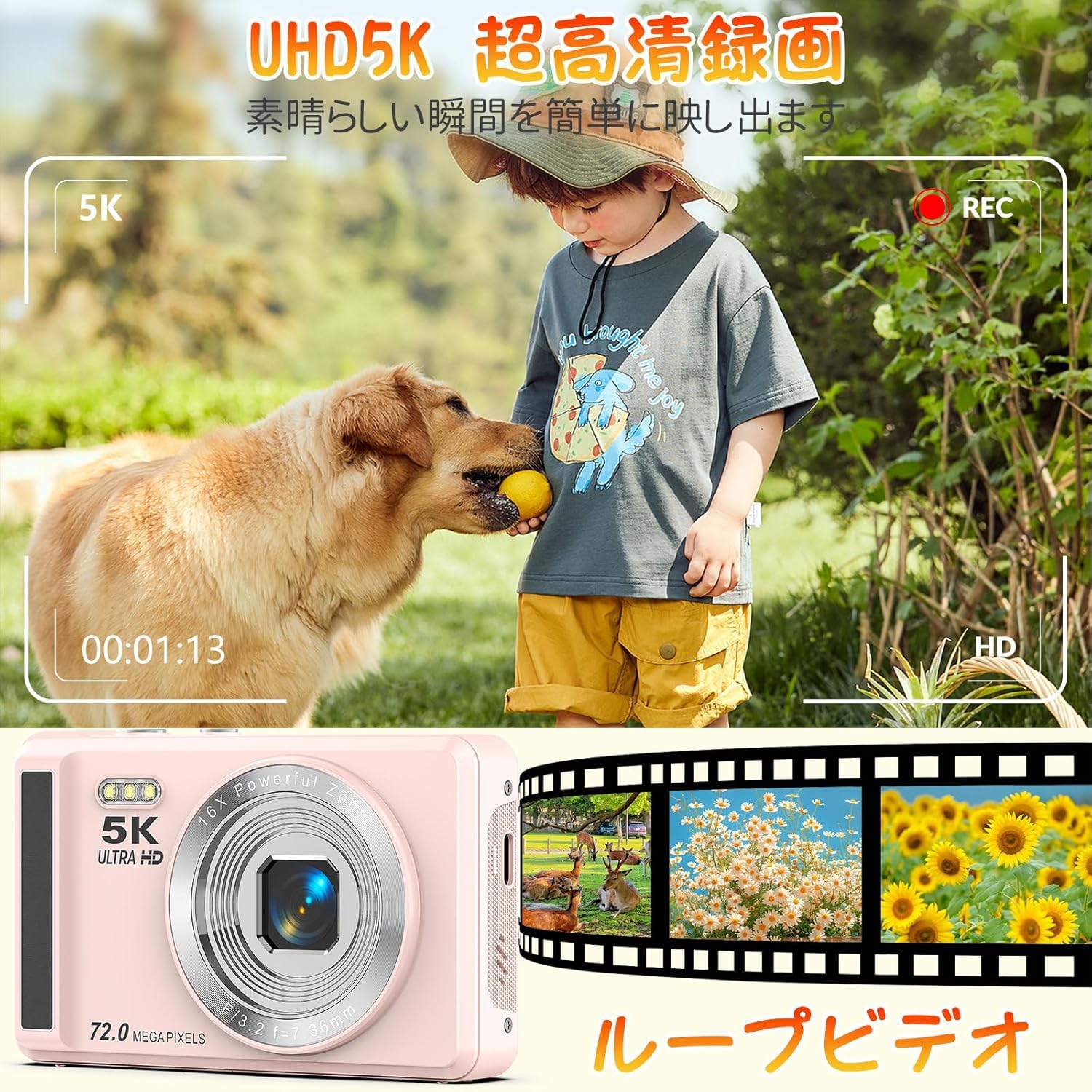 Amazon | デジタルカメラ 5K 7200万画素 デジカメ 2.8 インチ