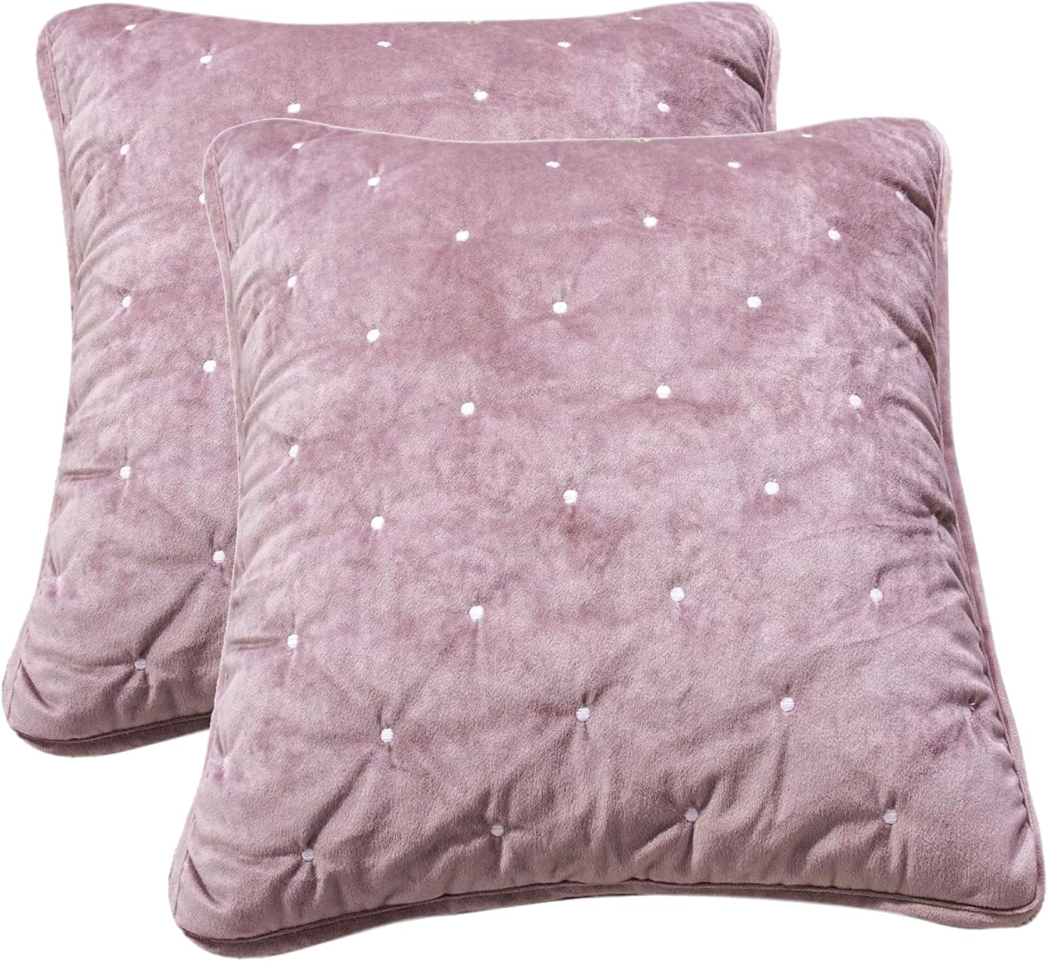 Tache Velvet Throw Pillow Cover Purple Mauve Velvety Dreams Luxury Velveteen Super Soft Plush Diamond Tufted Solid Cushion Covers 2 Piece Set, 18 x 18
