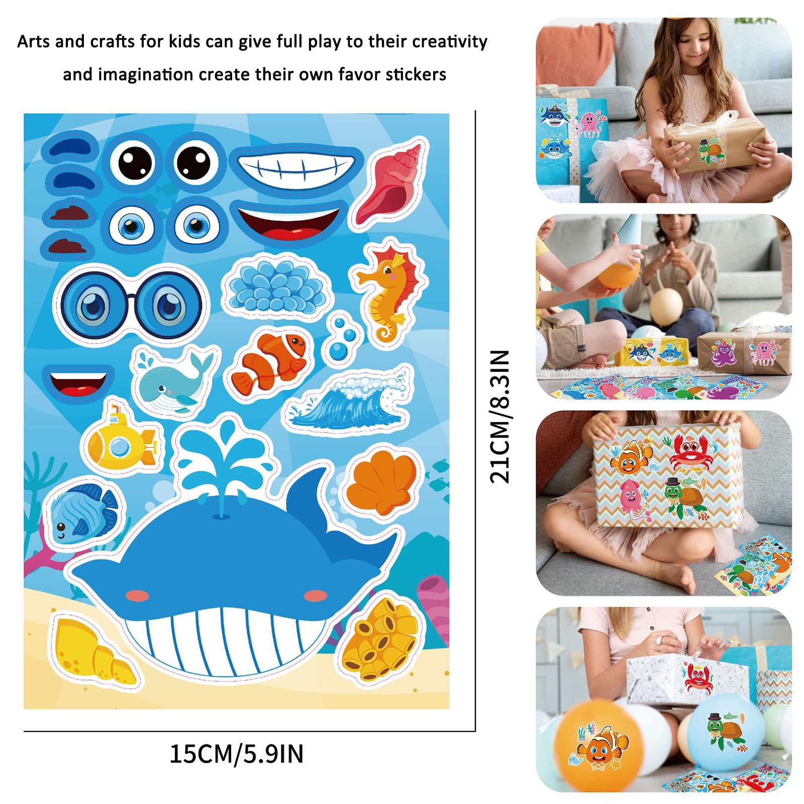 32 PCS Stickers for Kids Party Bag fillers Animal Stickers Make a face Stickers for Kids Sticker Sheets for Children Stickers for Party Bags Kids Party Favor Supplies - Image 4
