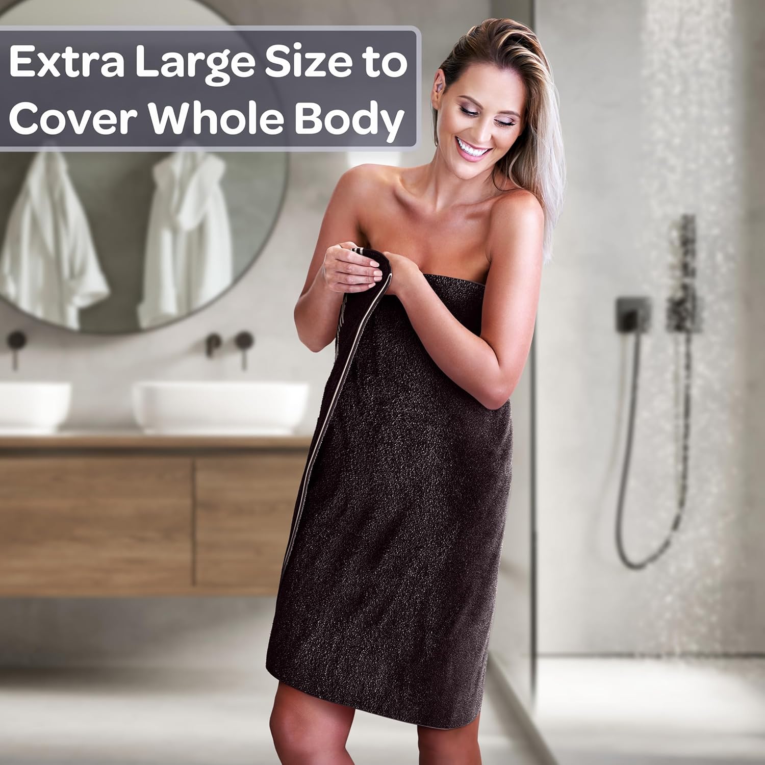 Bath Towels - 2PC 500GSM 100% Cotton Towel Set - 35x70in Extra Large Quick Drying Bath Towels - Absorbent Bath Sheets for Bathroom by Lavish Home (Black) - Image 3