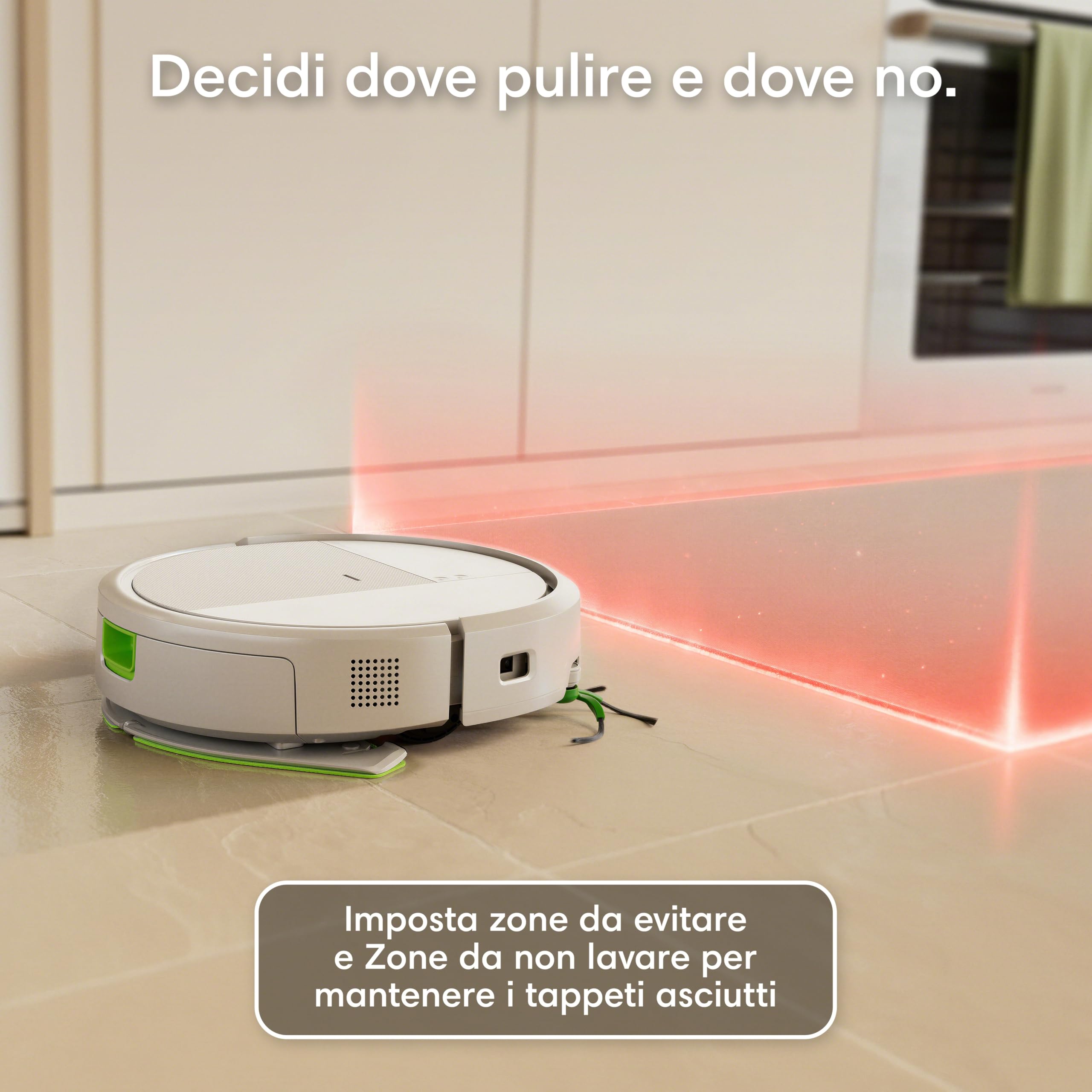 iRobot Roomba® 115 Combo Robot Aspirapolvere Lavapavimenti, 15.000 Pa, Aspirazione e Lavaggio 2 in 1, Mappatura ClearView™ LiDAR, SmartScrub™, Controllo App e Vocale, Bianco