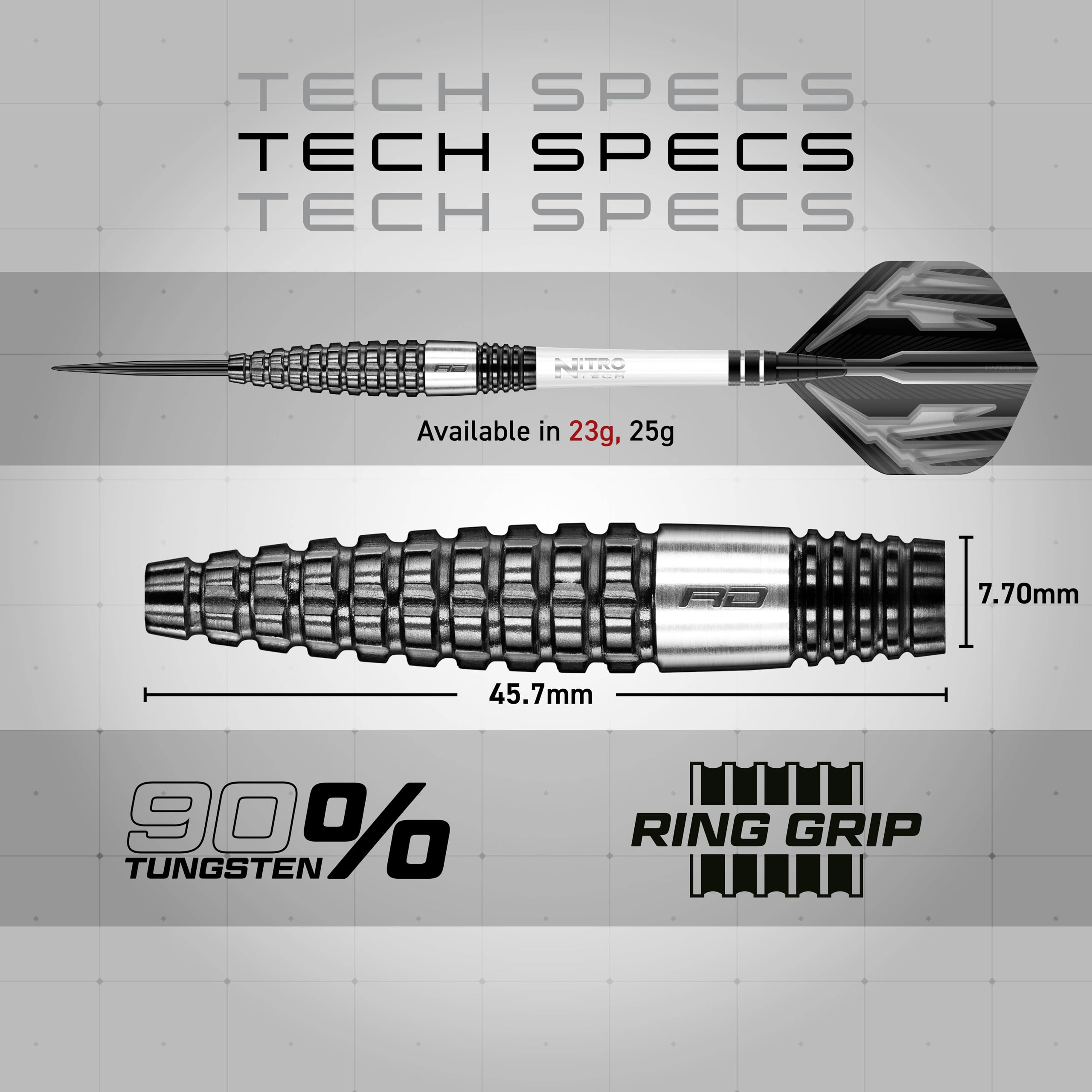 Red Dragon Carnage 3: 23g - 90% Tungsten Steel Darts with Flights