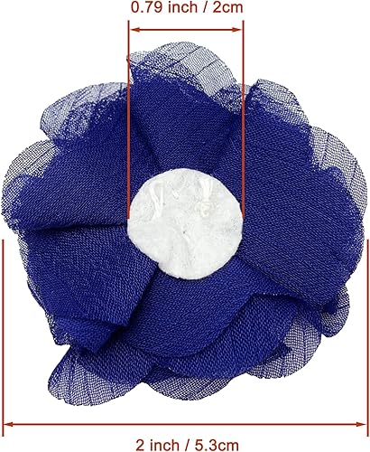 Miniatura 9 de 30 piezas de flores de gasa con diamantes de imitación de 2 pulgadas, apliques de tela de costura para ropa, manualidades, fiestas, decoración de