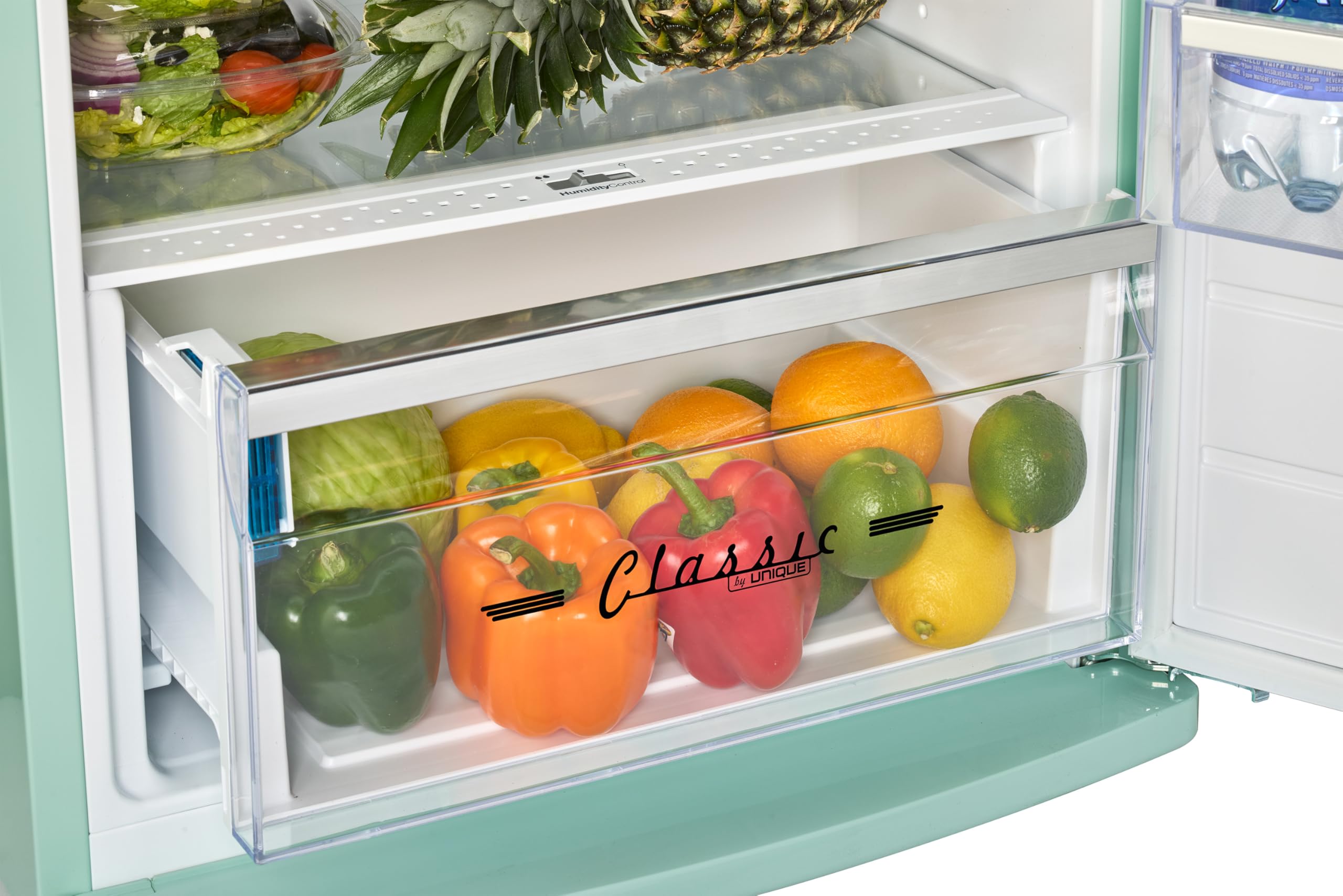 Unique Appliances Classic Retro 11 Cu.Ft. Top Freezer Refrigerator - Summer Mint Green on Fridge.com - View 6
