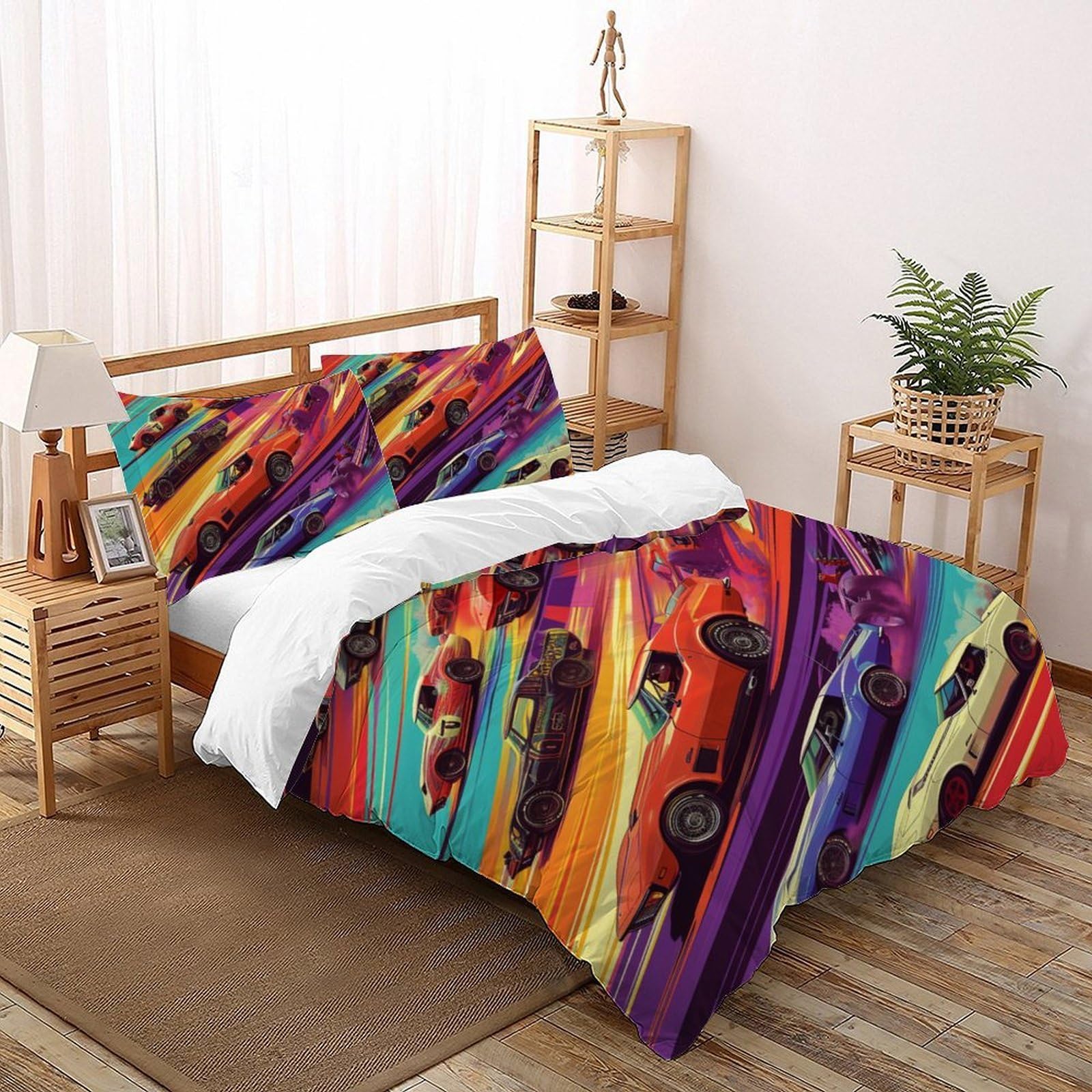 Ensemble de literie voiture de sport 3 pièces avec housse de couette 220x240 pour enfant