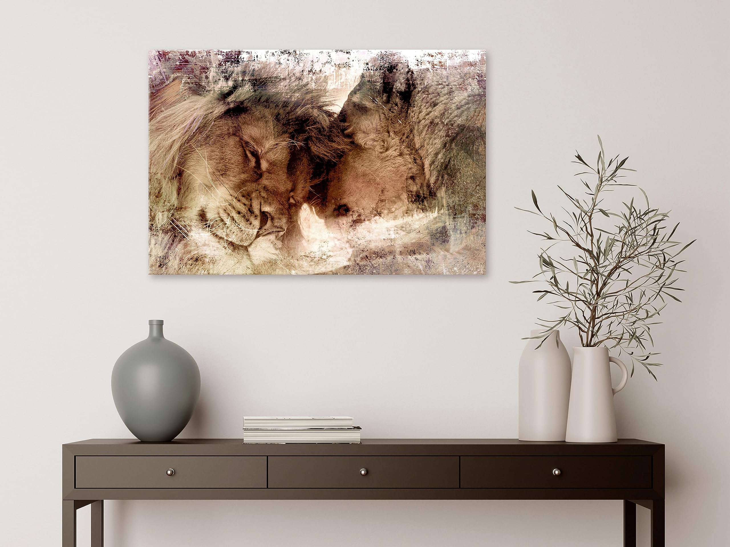 murando - Quadro Moderno Acustico per Camera da Letto, Leone, 90x60 cm | Chiodi Inclusi, 1 Pezzo, Schiuma Acustica, Pannelli Fonoassorbenti Decorativi, Produzione Europea