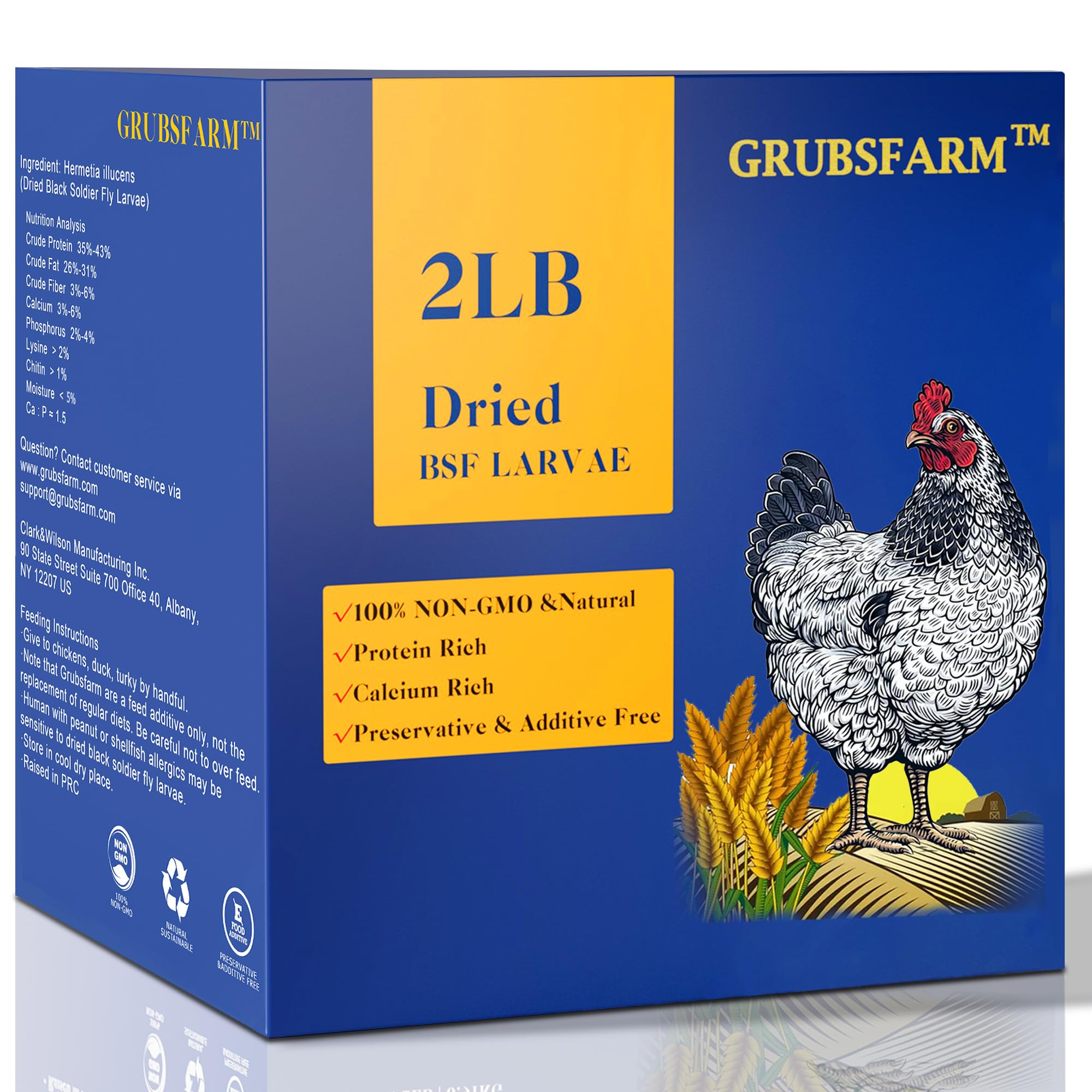 Premium Chicken Treats 2LBS - Superior to Dried Mealworms - Non-GMO & 85X More Calcium Than Meal Worms - Molting & Laying Supplement - BSF Larvae Treats for Layer Hens, Ducks Wild Birds