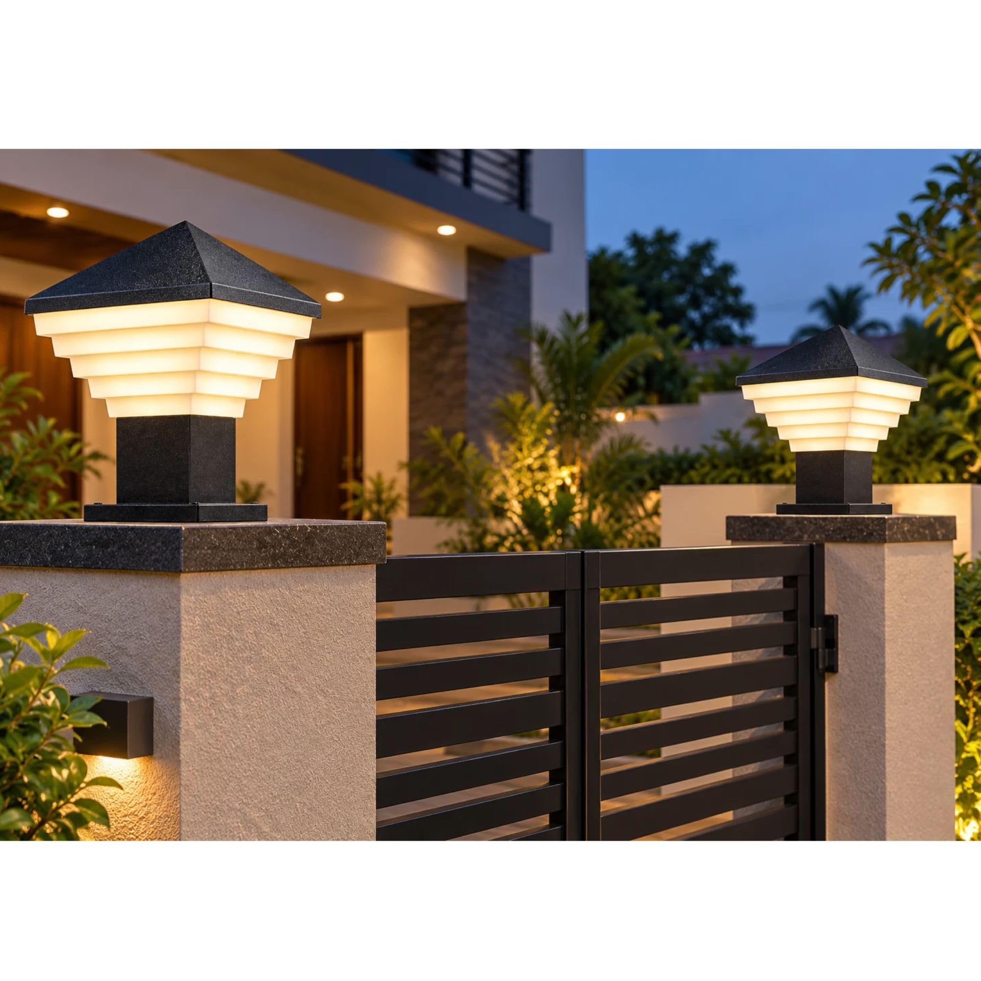Modern Black Gate Lights - 2 Pack -6
