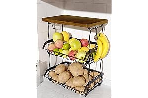 3-Tier Fruit Basket for Kitchen Counter, Storage Potato Bread Snack Fruit Veggie