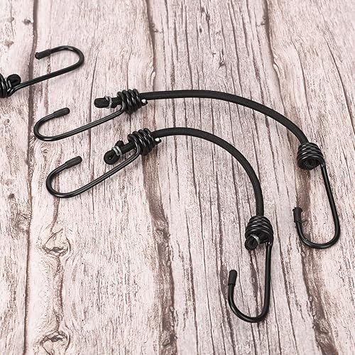 Miniatura 5 de Cuerdas elásticas de 6 pulgadas con ganchos para exteriores, paquete de 20 unidades, resistentes a los rayos UV, resistentes y elásticos fuertes y