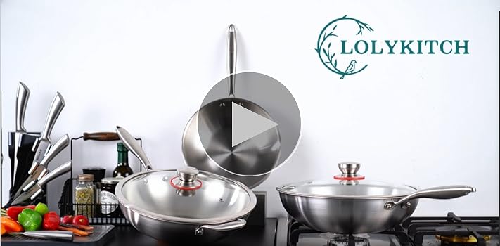 Amazon.com: LOLYKITCH Tri-Ply 13 Inch Stainless Steel Wok