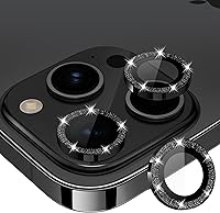 Vista 29 de Xfilm Protector de lente de cámara para iPhone 15 Pro/iPhone 15 Pro Max, anillo de diamante de metal individual brillante, dureza 9H, protector a