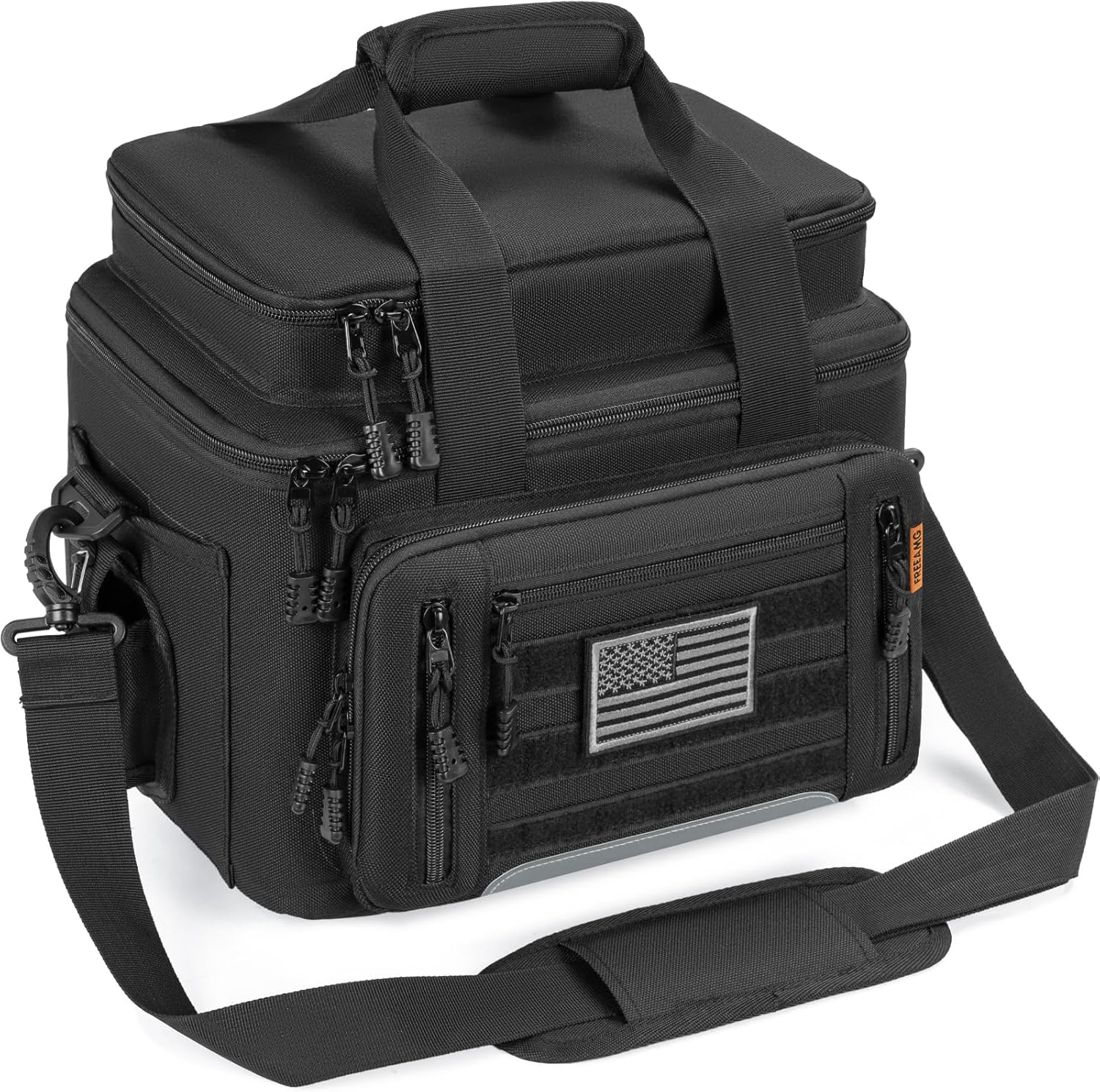 FREEAMG Fishing Tackle Bag Holds 3400-3600 Boxes - Durable Saltwater Freshwater Bag w/ Padded Strap Reflective Design (Black, Bag Only)