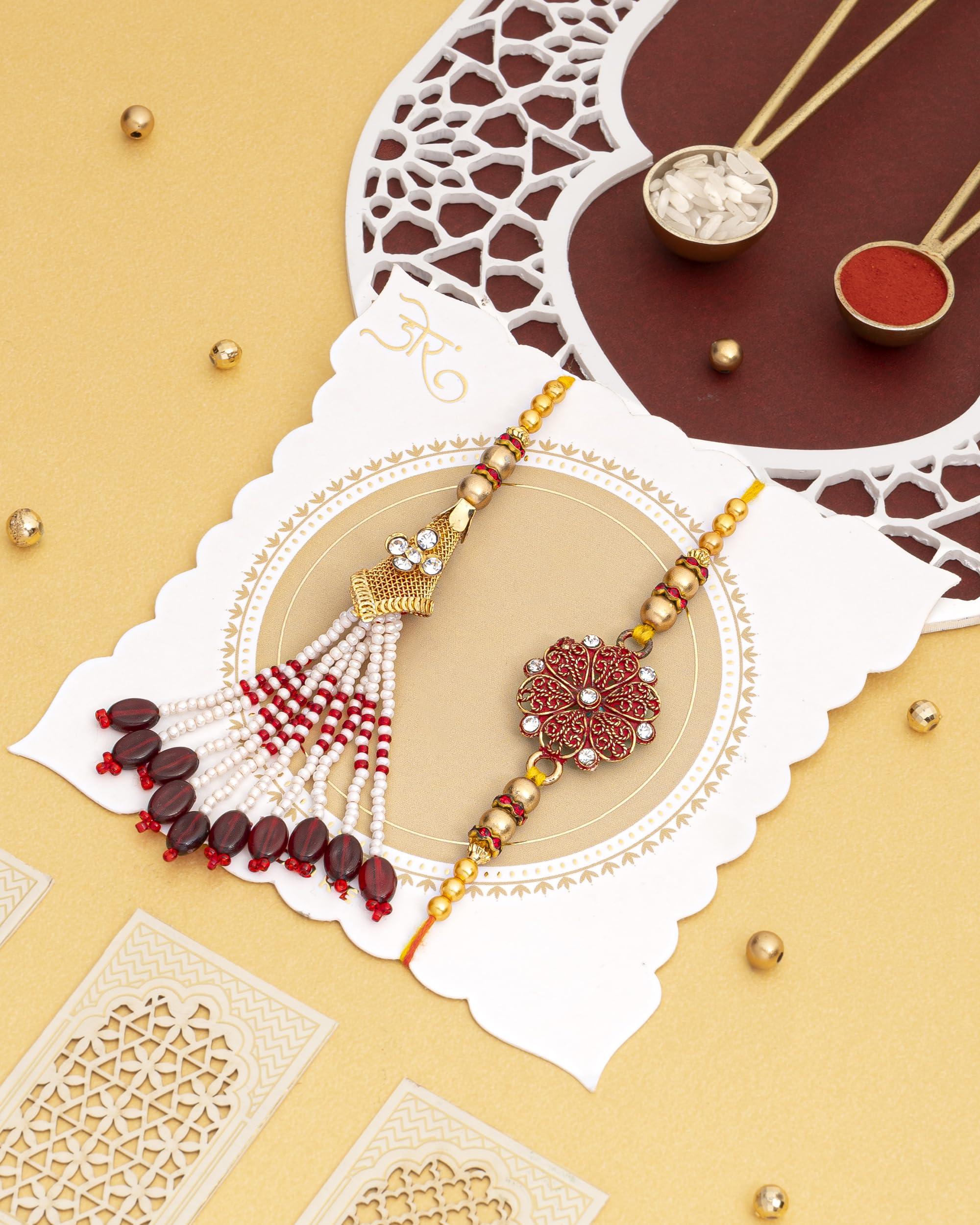 House Of Treats® Rakhi For Brother And Bhabhi With Sweets Rakhi With Sweets Dry Fruits With Rakhi Roasted Dryfruits Cashew Almond Kesarroll Flower Petals Bhaiya Bhabhi Rakhi Set Rakhi Sweets 1
