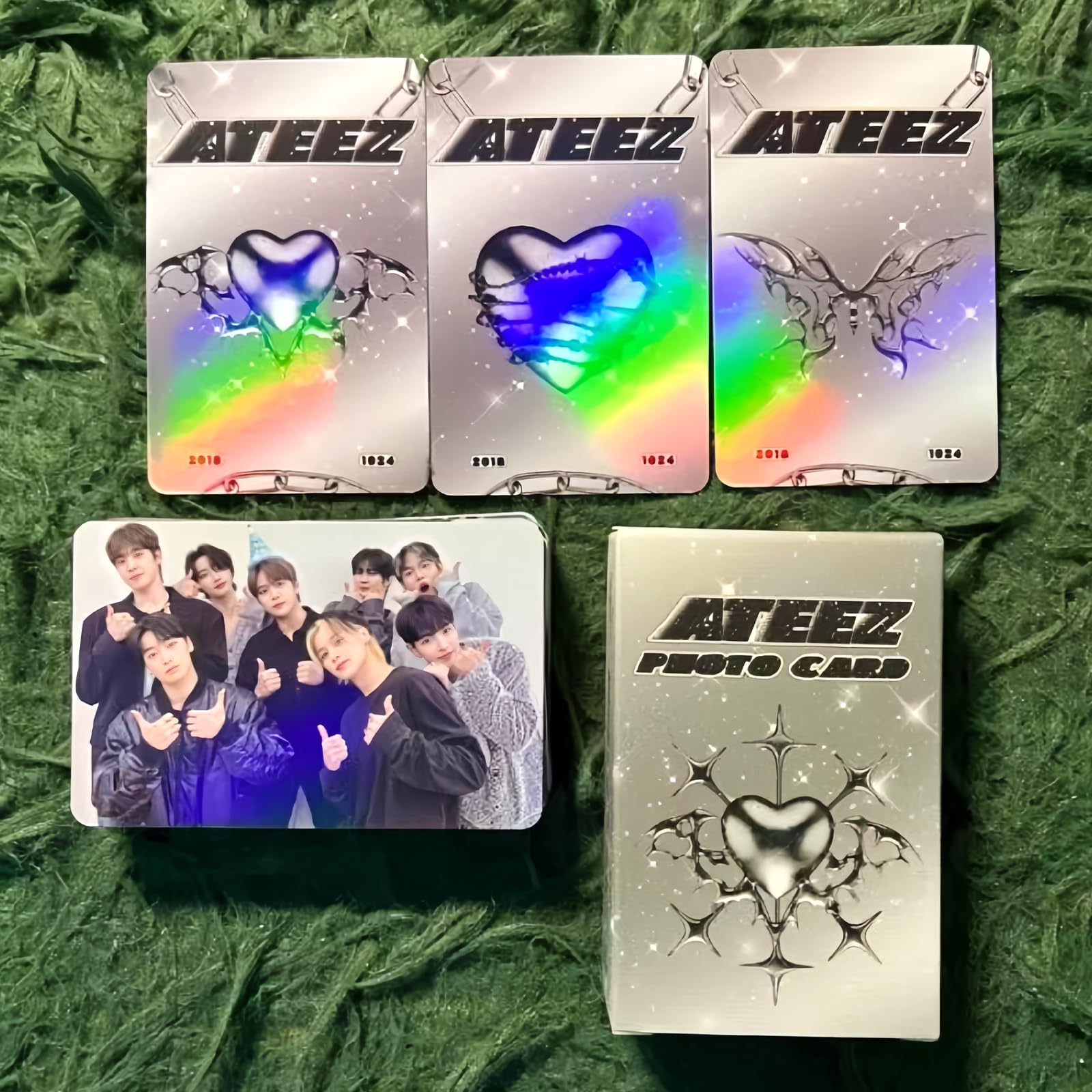 PYAJUU ATEEZ Photocard Kpop Ateez Photocard 50pcs Ateez Laser Lomo