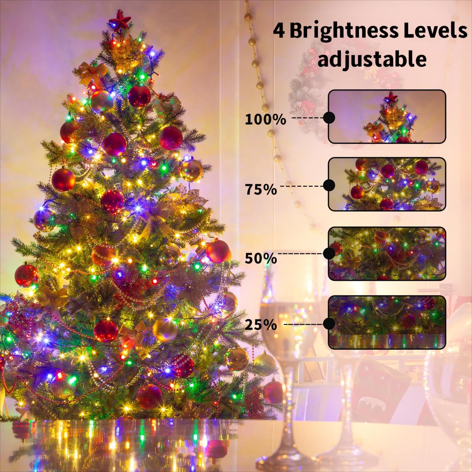 (2 Pezzi) 210 LEDs 31M Luci Albero di Natale Esterno Interno Catena Luminosa con Telecomando,Spina,8 Modalità e Timer, Impermeabile IP65 Colorate Lucine Led Decorative per natale, Alberi, Ghirlande