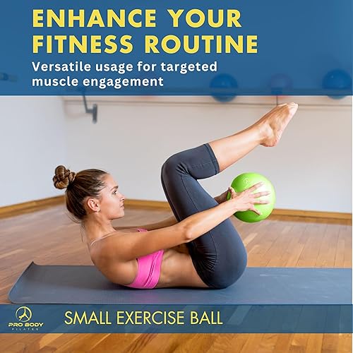Miniatura 3 de ProBody Pilates Pelota pequeña de yoga, pelota de ejercicio de 9 pulgadas con guía de ejercicios, mini pelota de terapia suave de colores frescos,
